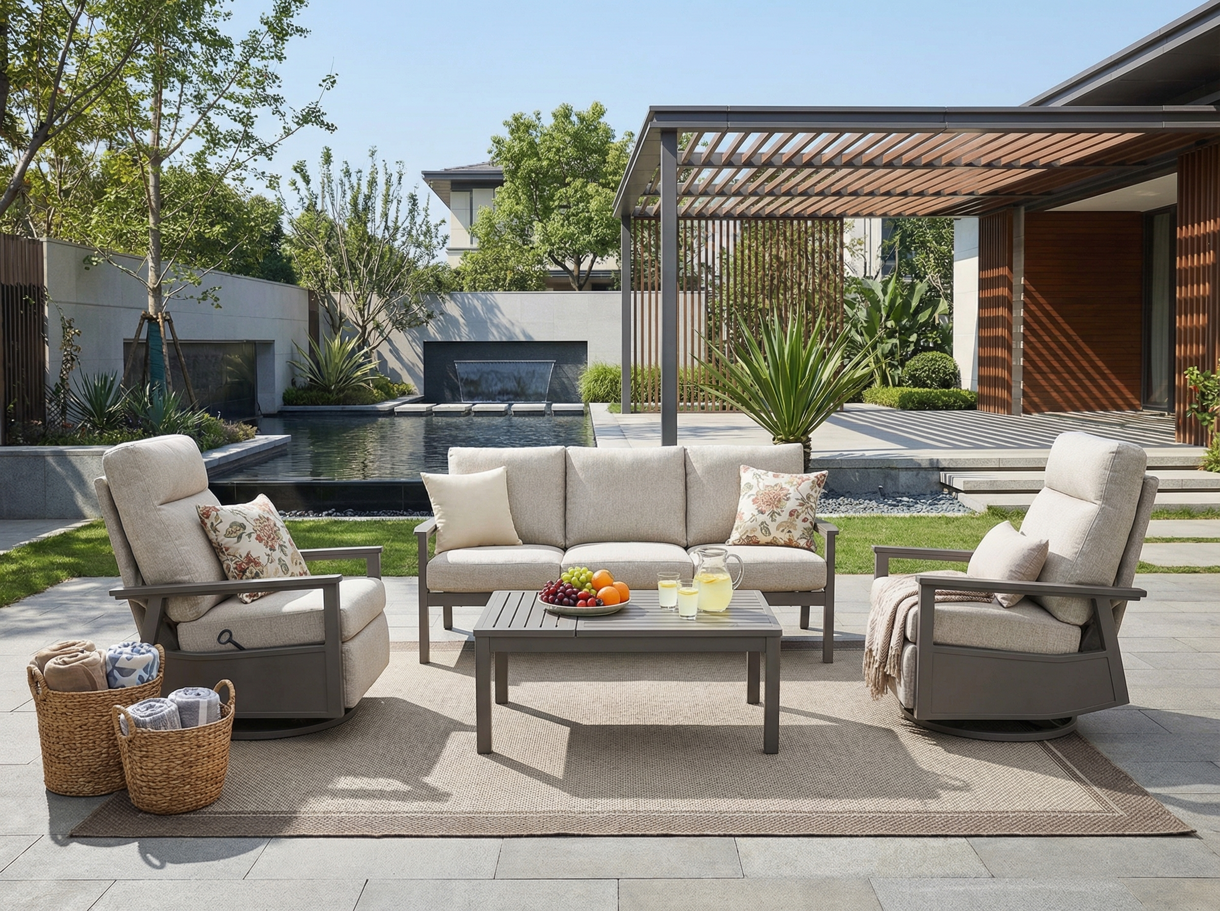 Huntington 4-piece Patio Aluminum Seating Group with Cushions | Outdoor Set  (Shipping by truck, not FedEx)