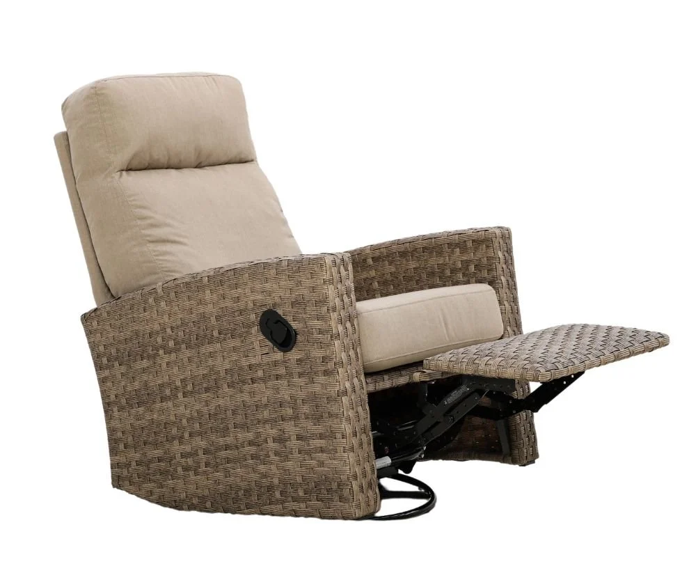 Newport Wicker Outdoor Swivel Glider Recliner in Sunbrella