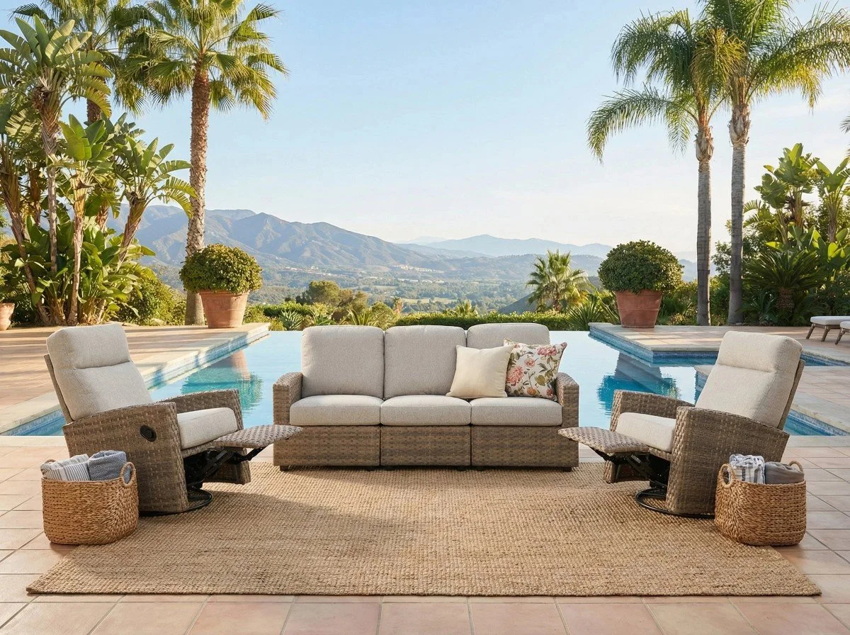 Newport 5-piece Patio Wicker Modular Sofa Set with Swivel Glider Recliners | Outdoor Set