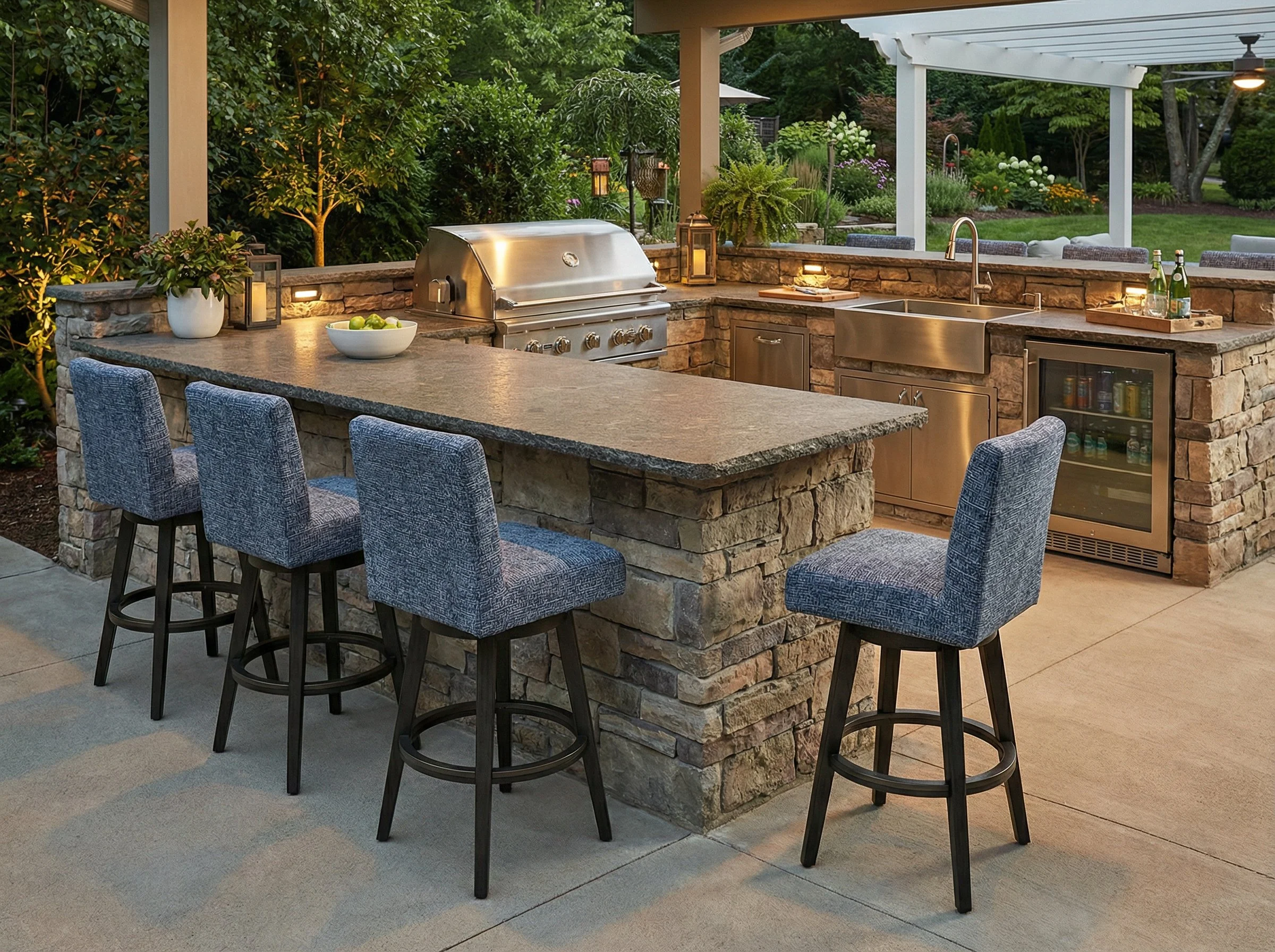 Outdoor Nook Solurium™ Armless Swivel Bar Stool - Denim Blue | Outdoor Bar Stool