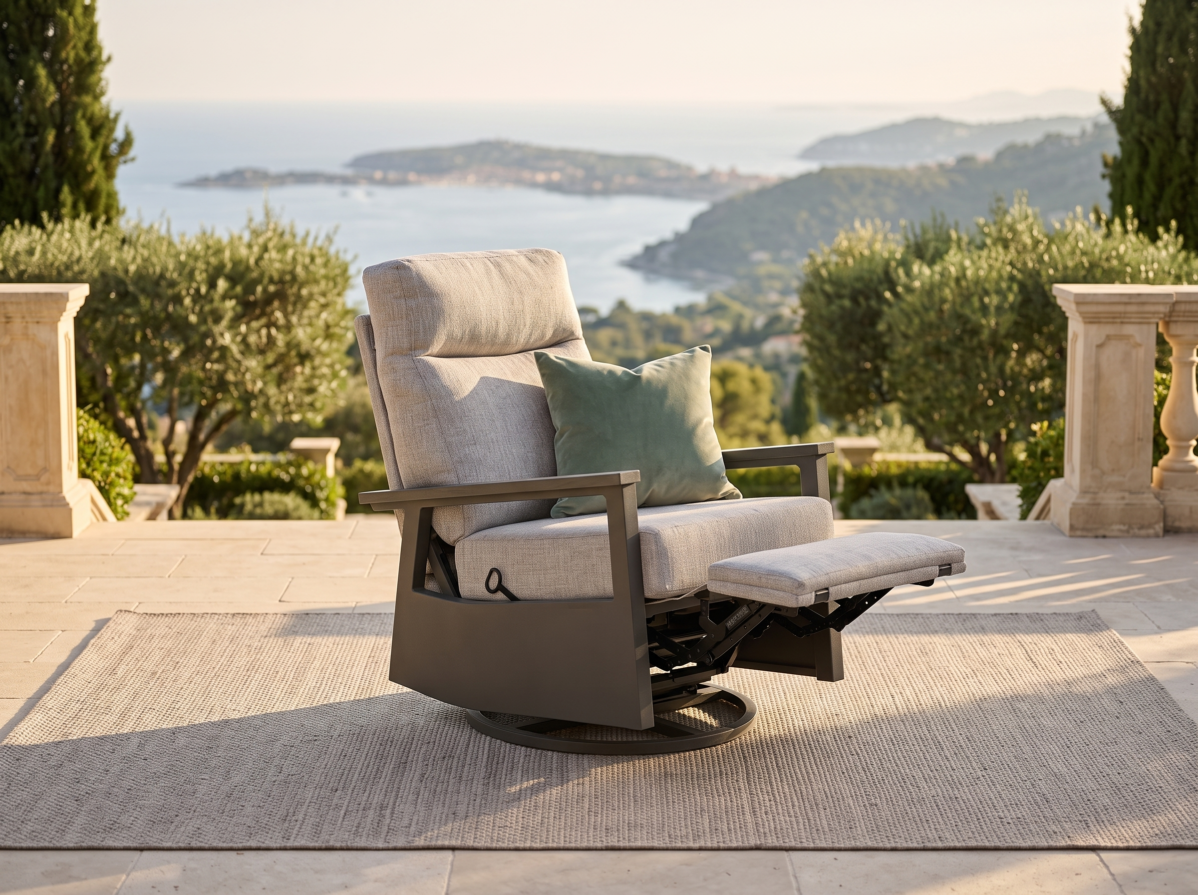 Huntington Outdoor Aluminum Swivel Glider Recliner | Patio Lounge Chair