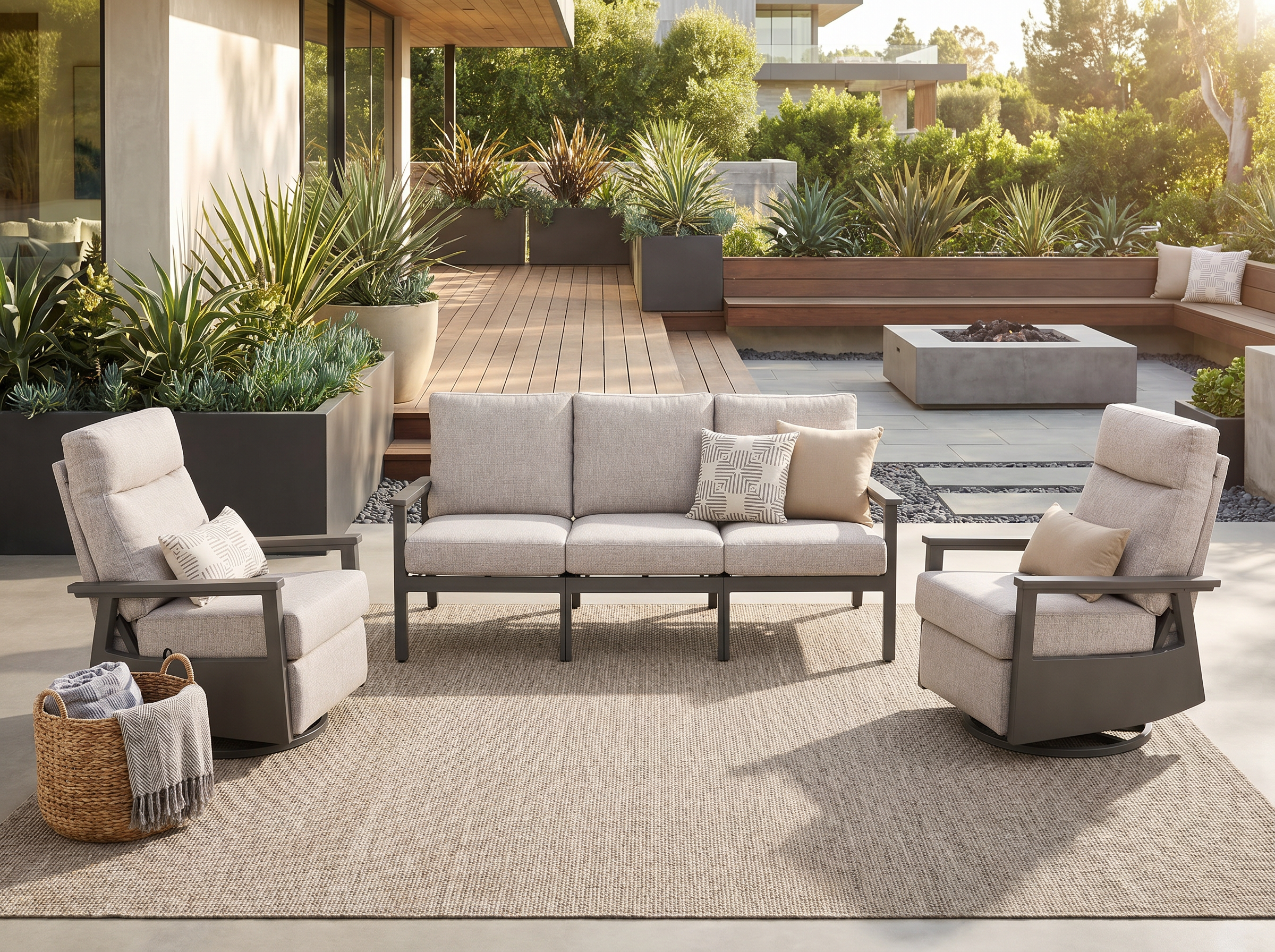 Huntington 5-piece Patio Aluminum Modular Seating Group with Cushions | Outdoor Set