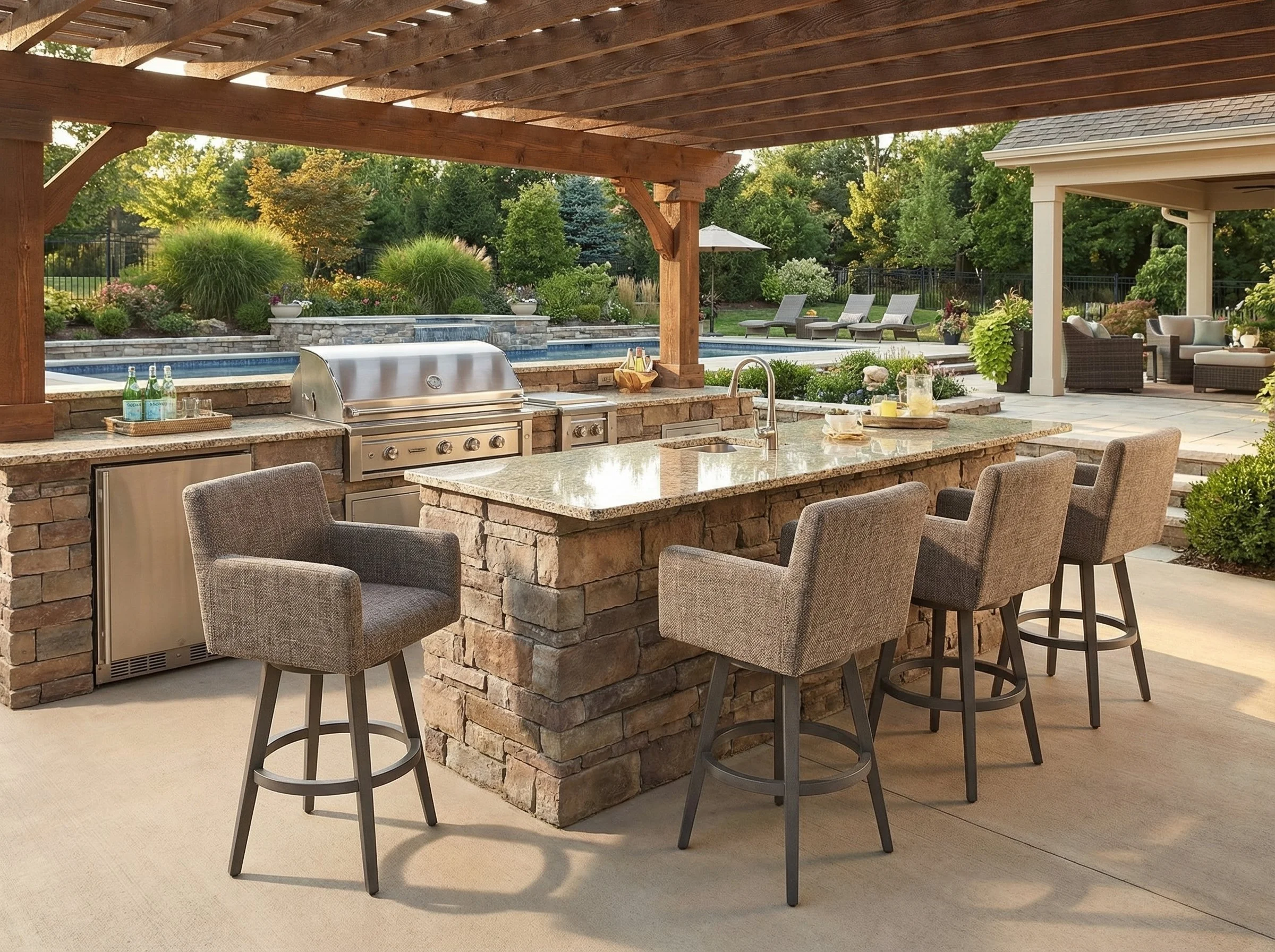 Outdoor Nook Solurium™ Swivel Bar Stool with Arms - Sand Weave | Outdoor Bar Stool