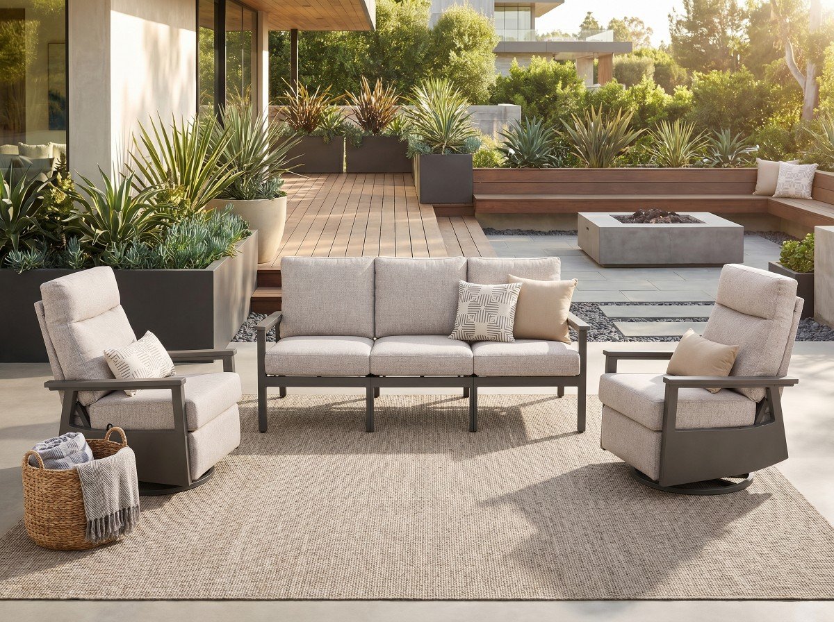 Huntington 5-piece Patio Aluminum Modular Seating Group with Cushions | Outdoor Set