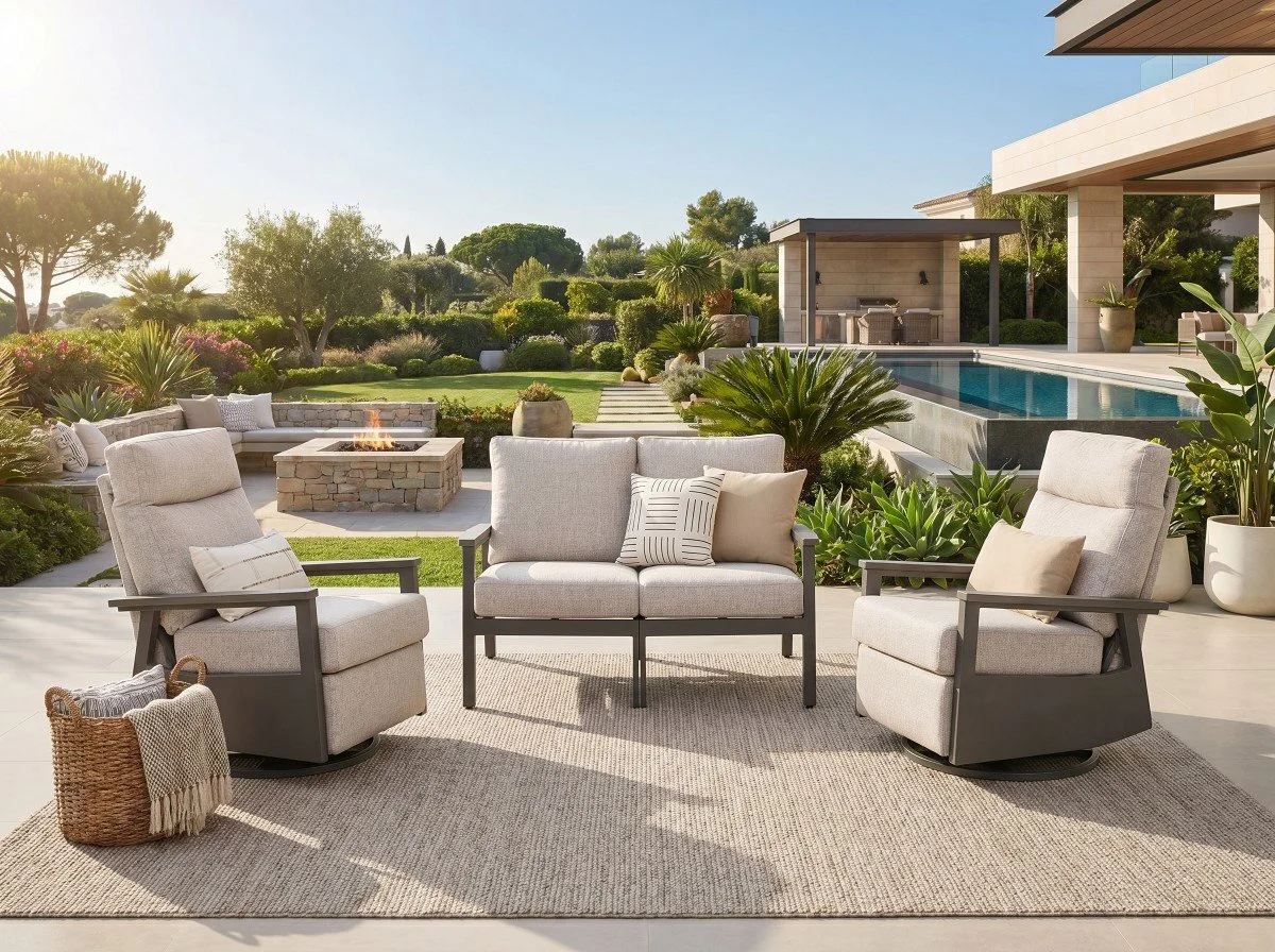 Huntington 4-piece Patio Aluminum Modular Seating Group with Cushions | Outdoor Set