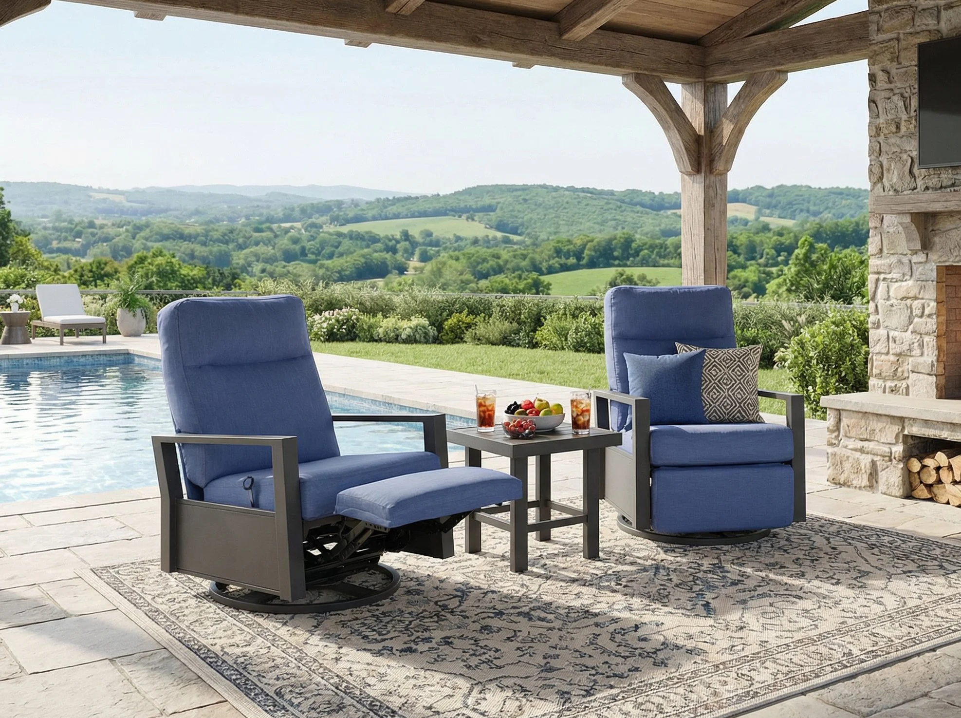 Shoreline Aluminum Outdoor 2PC Swivel Glider Recliner and Side Table 02.jpg