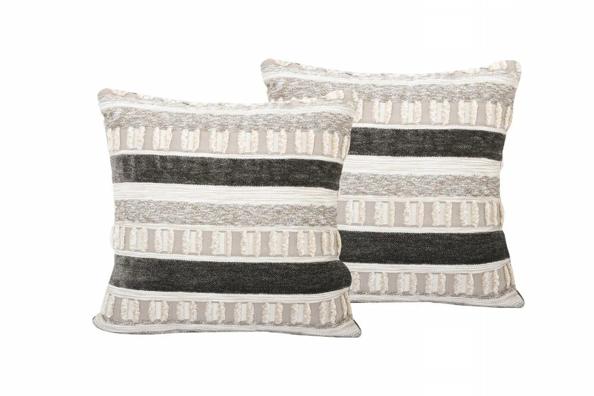 Pair of 16”x16" Indiana Stripe Linen Indoor/Outdoor Throw Pillows | Outdoor Pillow x 2