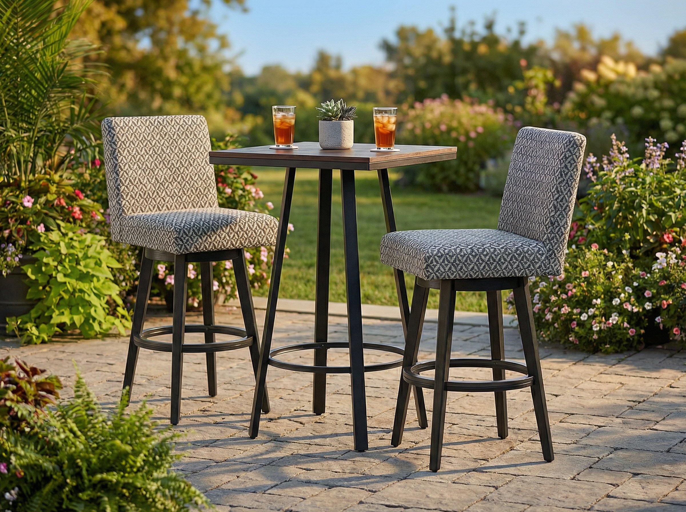 Outdoor Nook Solurium™ Armless Swivel Bar Stool - Shadow Lattice | Outdoor Bar Stool