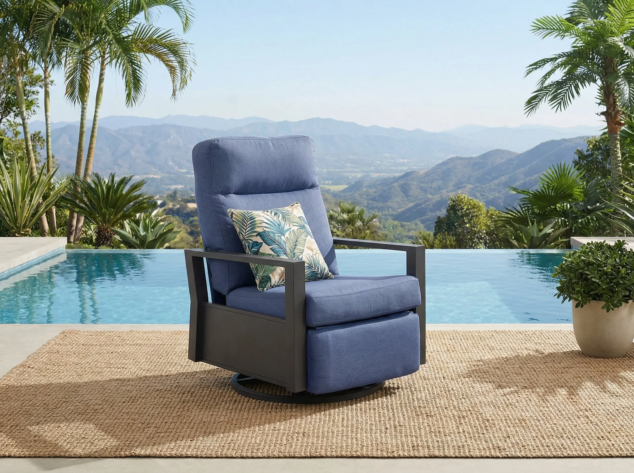 Shoreline Outdoor Aluminum Swivel Glider Recliner | Patio Lounge Chair