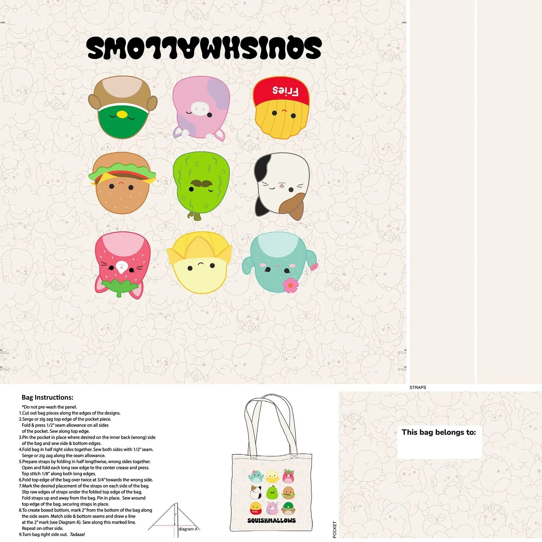 SQUISHMALLOWS CANVAS TOTE BAG - Northcott