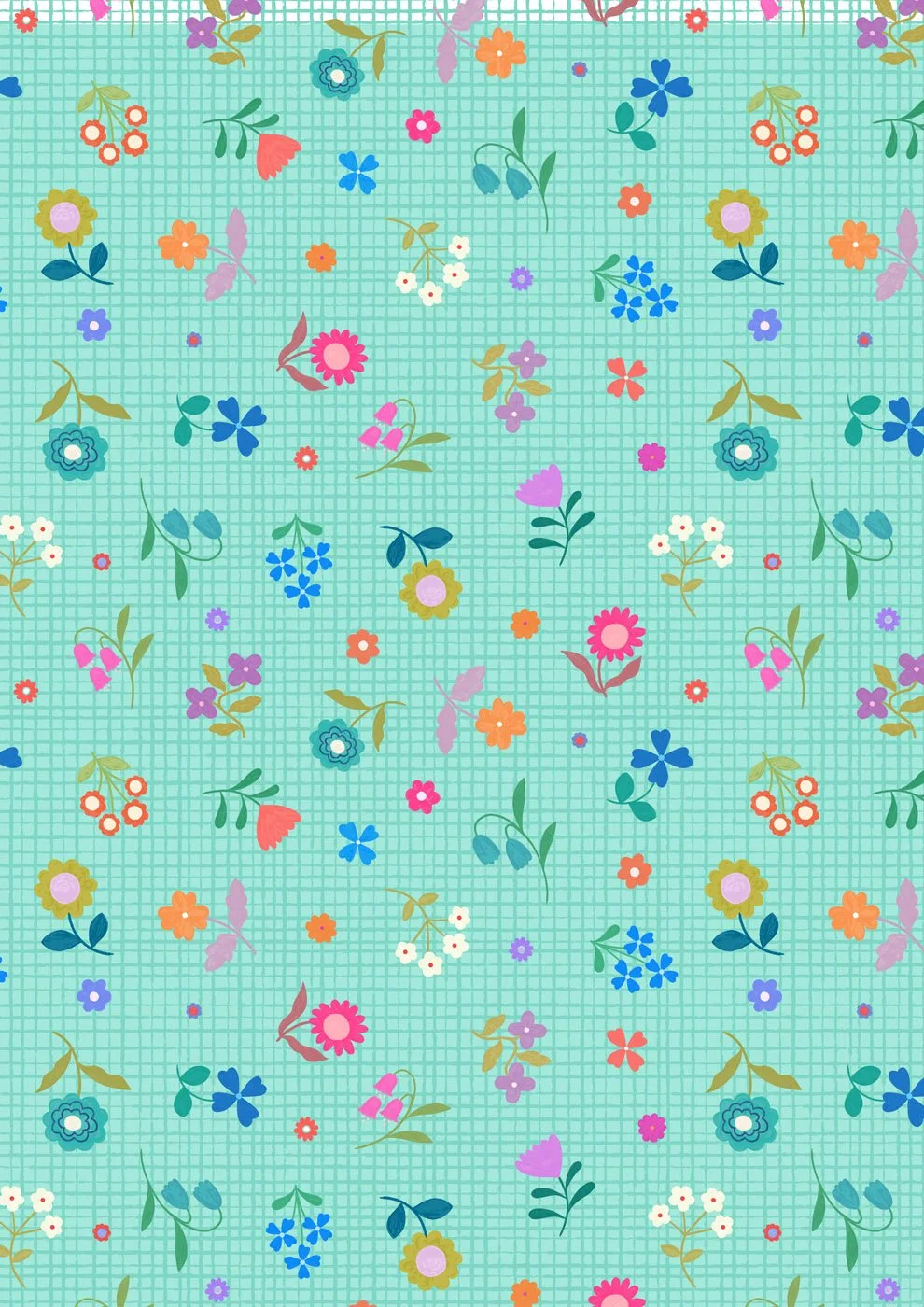 Turquoise Flower Grid