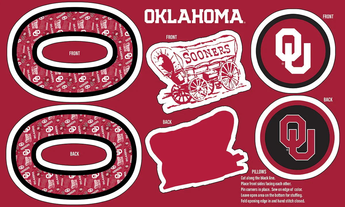 UNIVERSITY OF OKLAHOMA-Collegiate Pillow Project-100% Polyester Minky