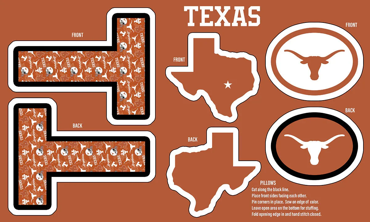 UNIVERSITY OF TEXAS-Collegiate Pillow Project-100% Polyester Minky