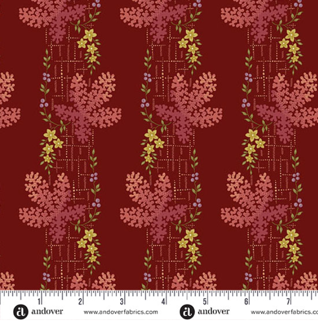 Dahlia by Laundry Basket Quilts Tree Moss Crimson