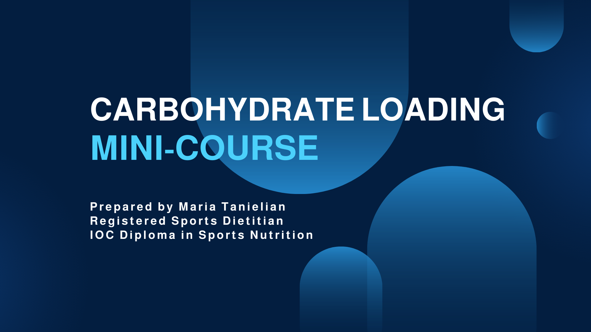 carboydrate loading minicourse title page, link to course