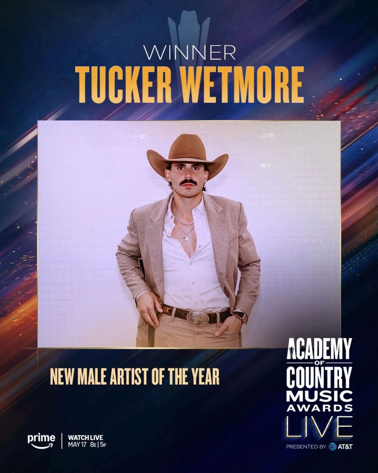 We have an ACM WINNER🏆🏆 Congratulations @tuckerwetmore, this years @acmawards New Male Artist Of The Year🙌🏼