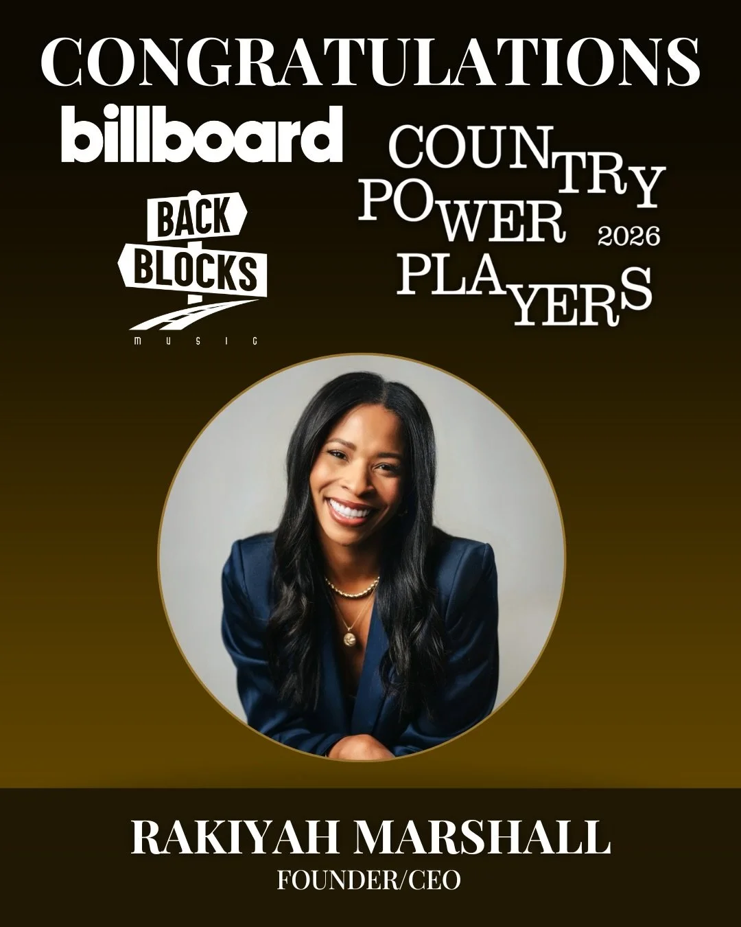 Congratulations to our CEO &amp; Founder Rakiyah Marshall on being named a 2026 Billboard Country Power Player and @tuckerwetmore as Billboard Country Rising Star🏆