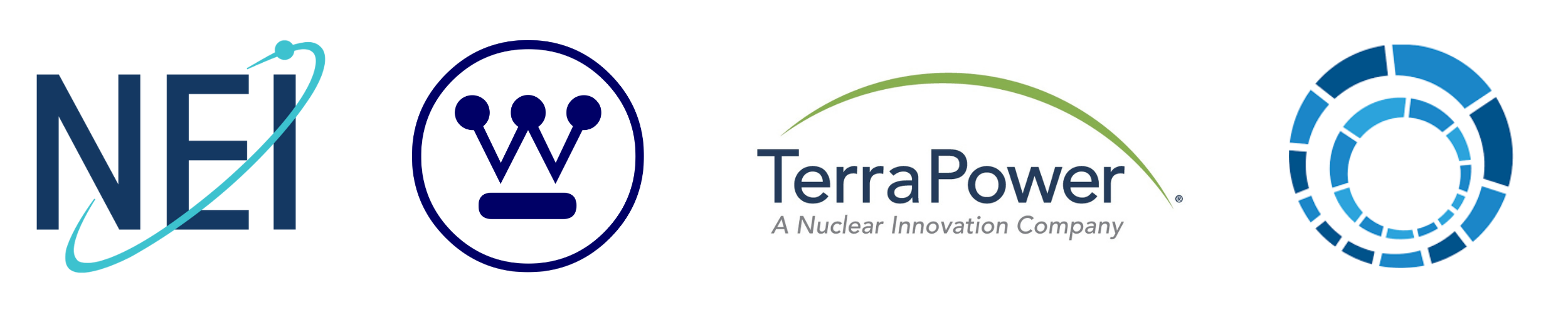 Logos of the Nuclear Energy Institute, Westinghouse Electric Company, TerraPower, and Kairos Power.