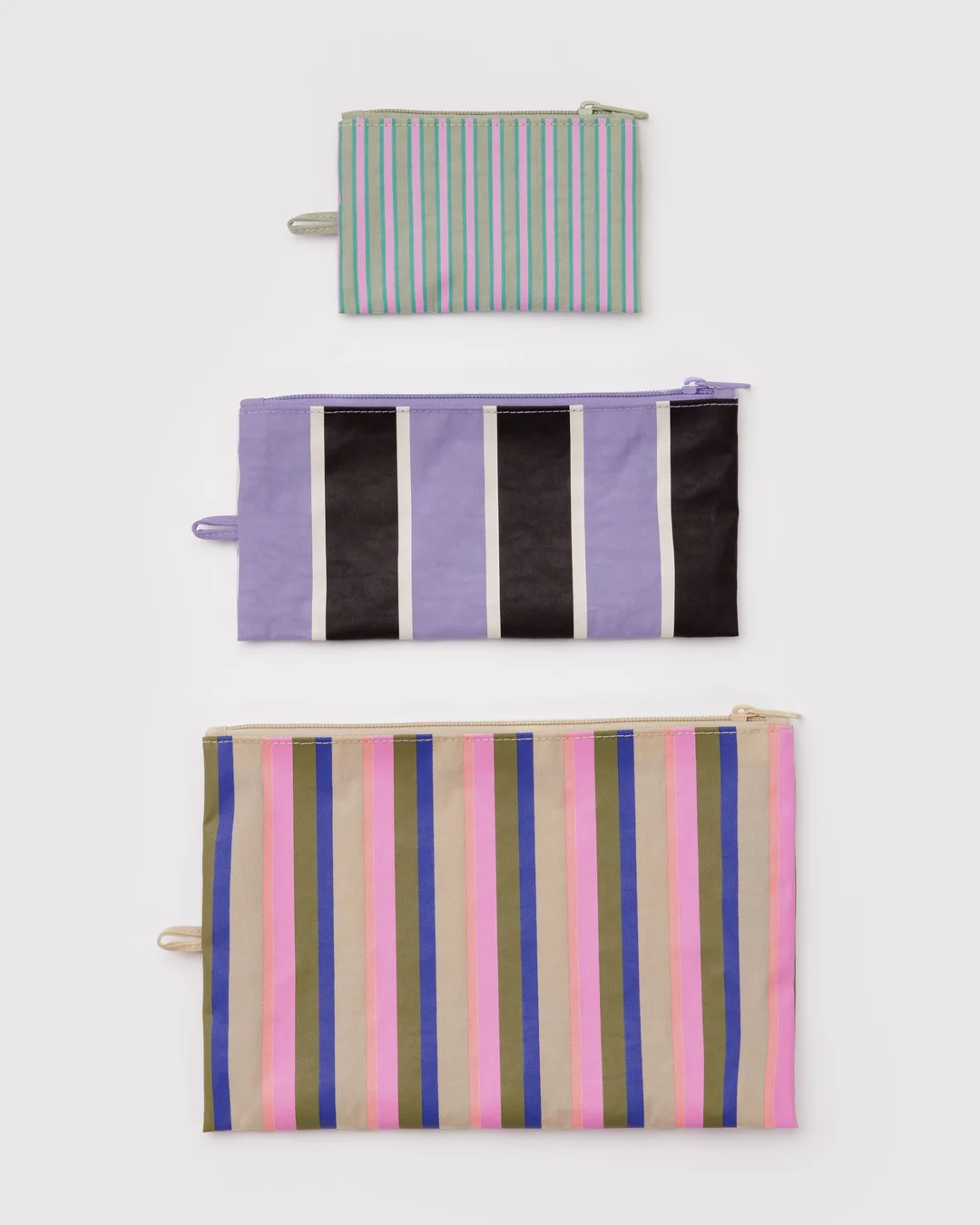 Baggu Flat Pouch Set in Candy Shop Stripes
