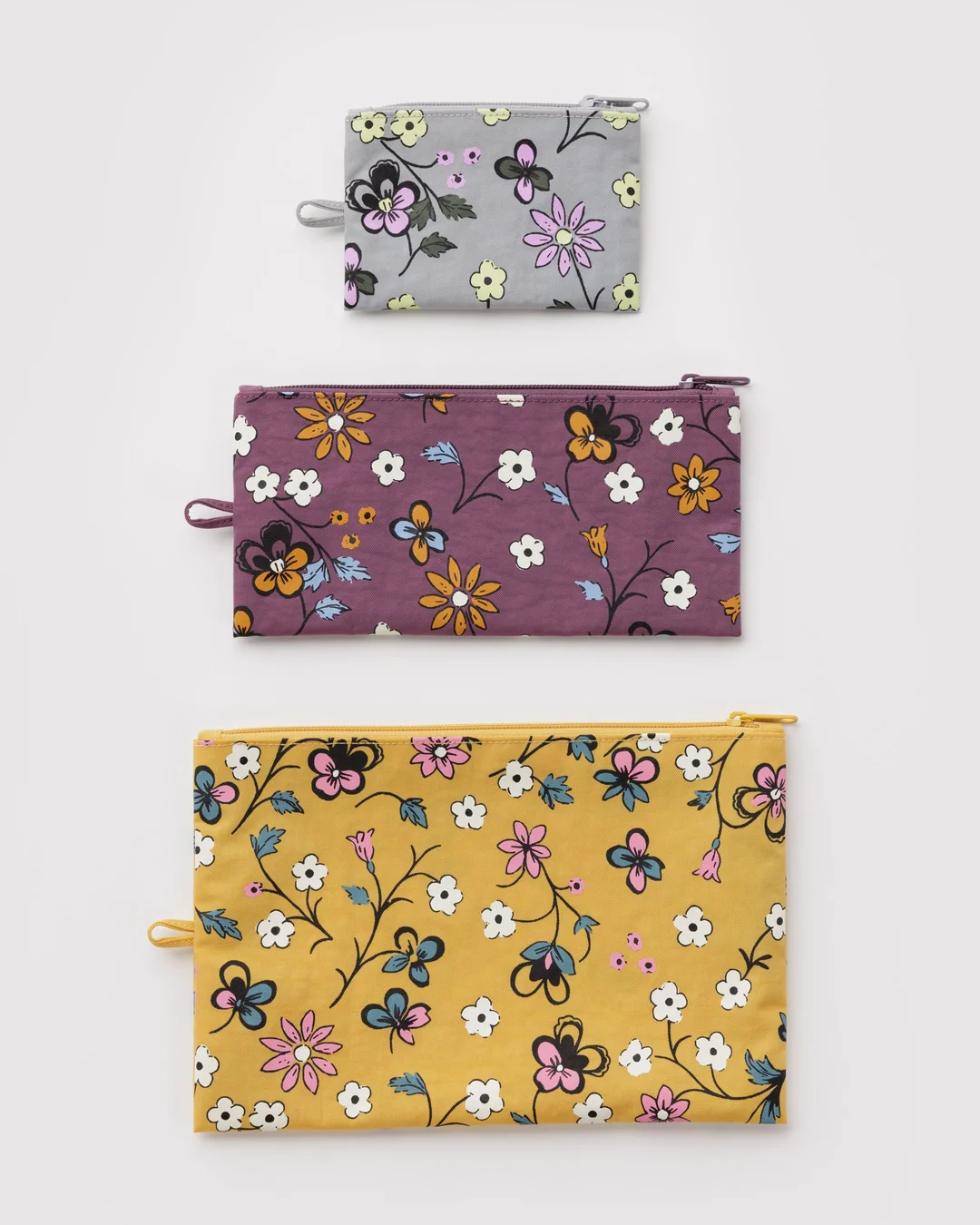 Baggu Flat Pouch Set in Wildwood Mix