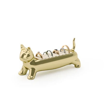 Ali Cat Ring Holder in Brass
