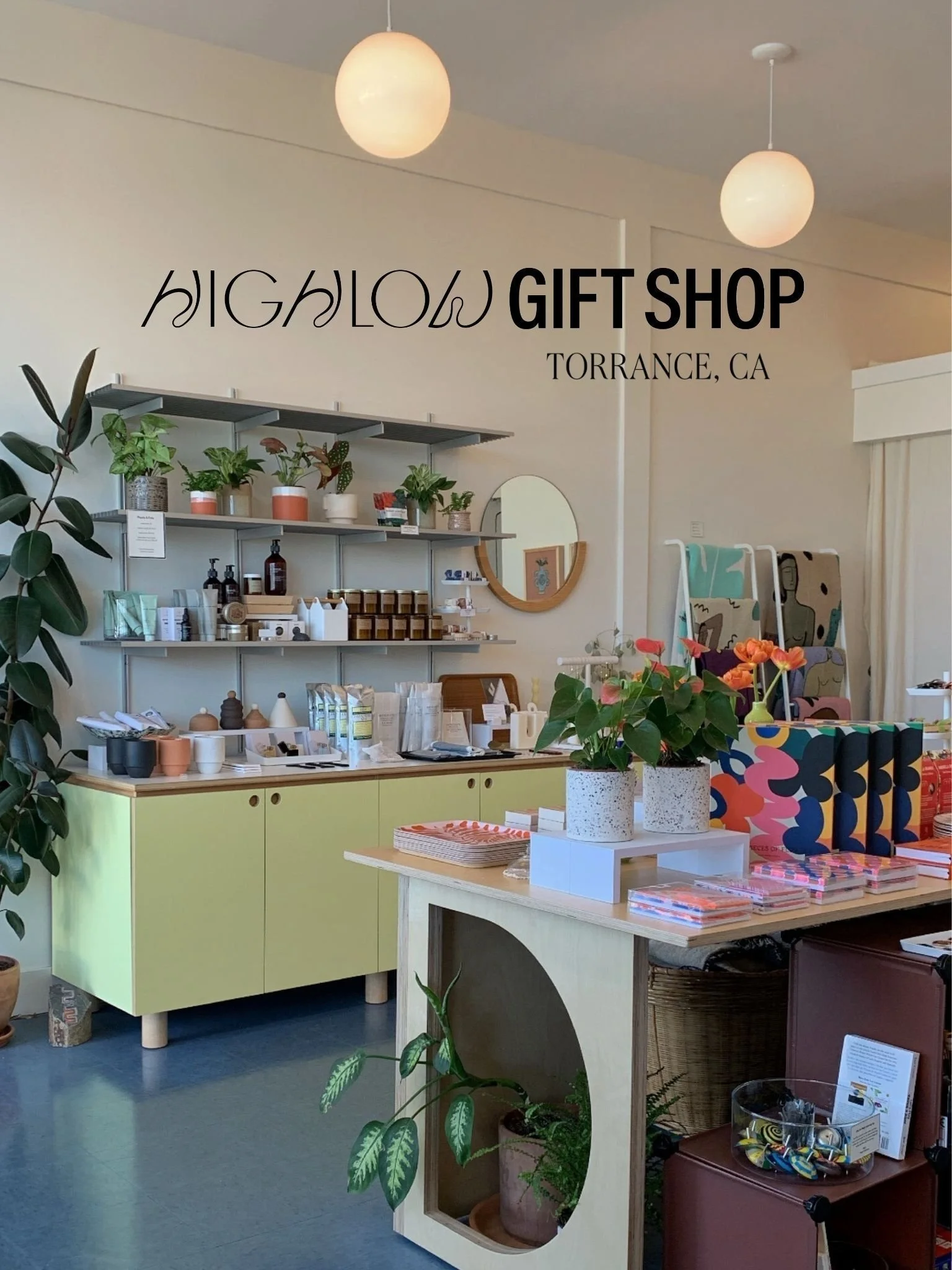 Displays of items in Highlow Gift Shop in Torrance, CA