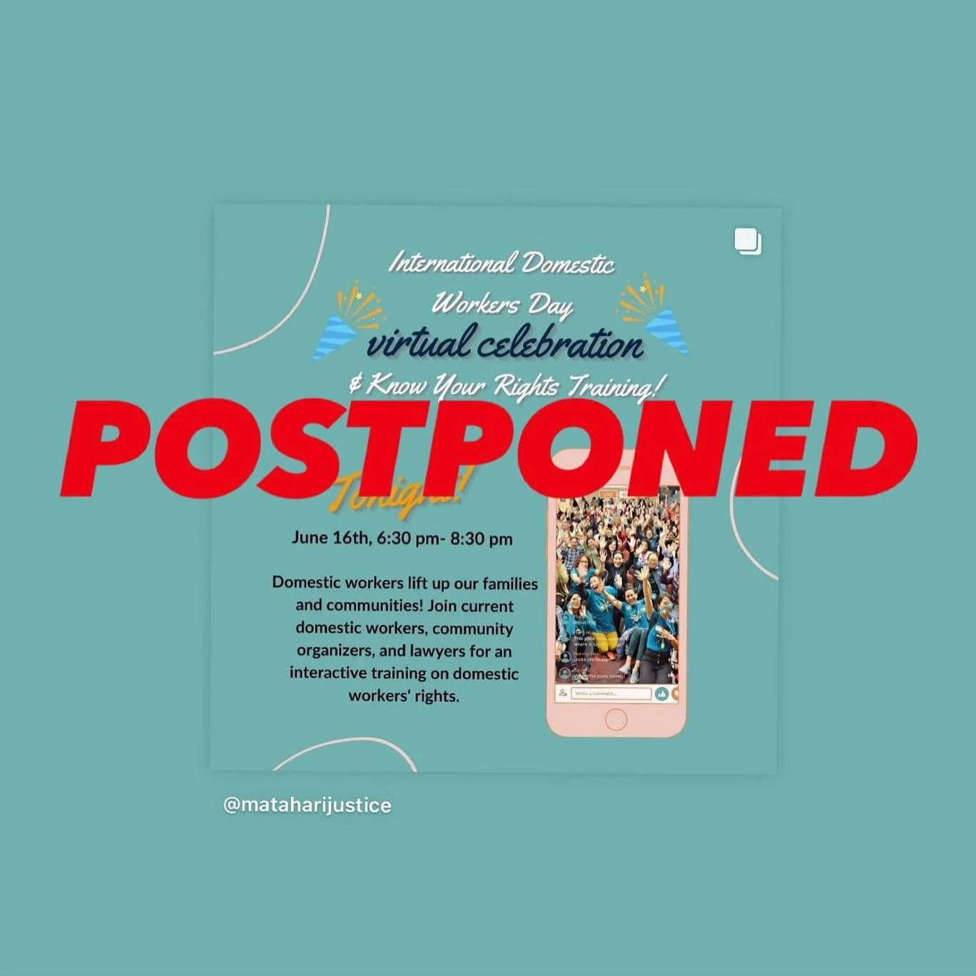 Unfortunately our Know Your Rights Training &amp; Celebration has been postponed for today. We tried our best to follow through with the event but were unable to secure interpretation. 

All people should be able to communicate in the language and ac