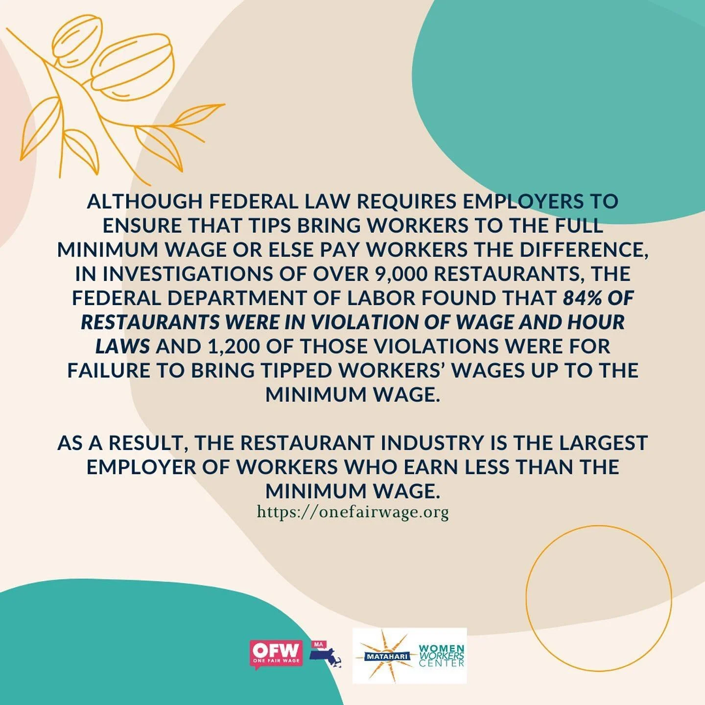 We need to fix this. We need One Fair Wage.
//
Necesitamos corregir esto.Necesitamos un salario justo.

#onefairwage #ourworkourworth #essentialworkers #domesticworkers #restaurantworkers #bostonnonprofit #nonprofitsofboston #economicjustice