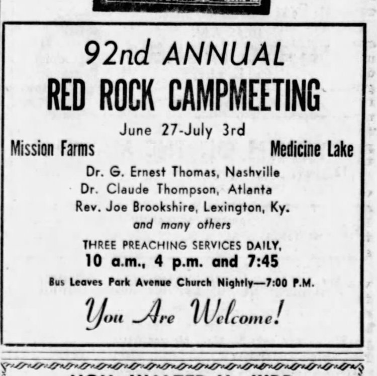 Advertisement for the Red Rock Camp Meeting 