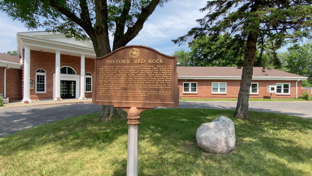 The sacred red rock in its current location