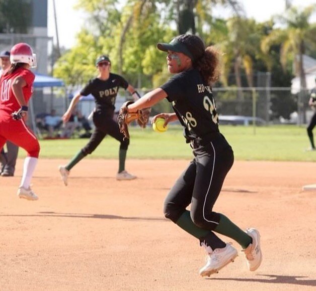 Tiare Ho-Ching, class of 2024, is a star on the Poly Softball team primarily playing middle infield but versatile enough to play all positions. She&rsquo;s also on the track team and excels academically. Coach Sanchez tells me, &ldquo;This girl is de