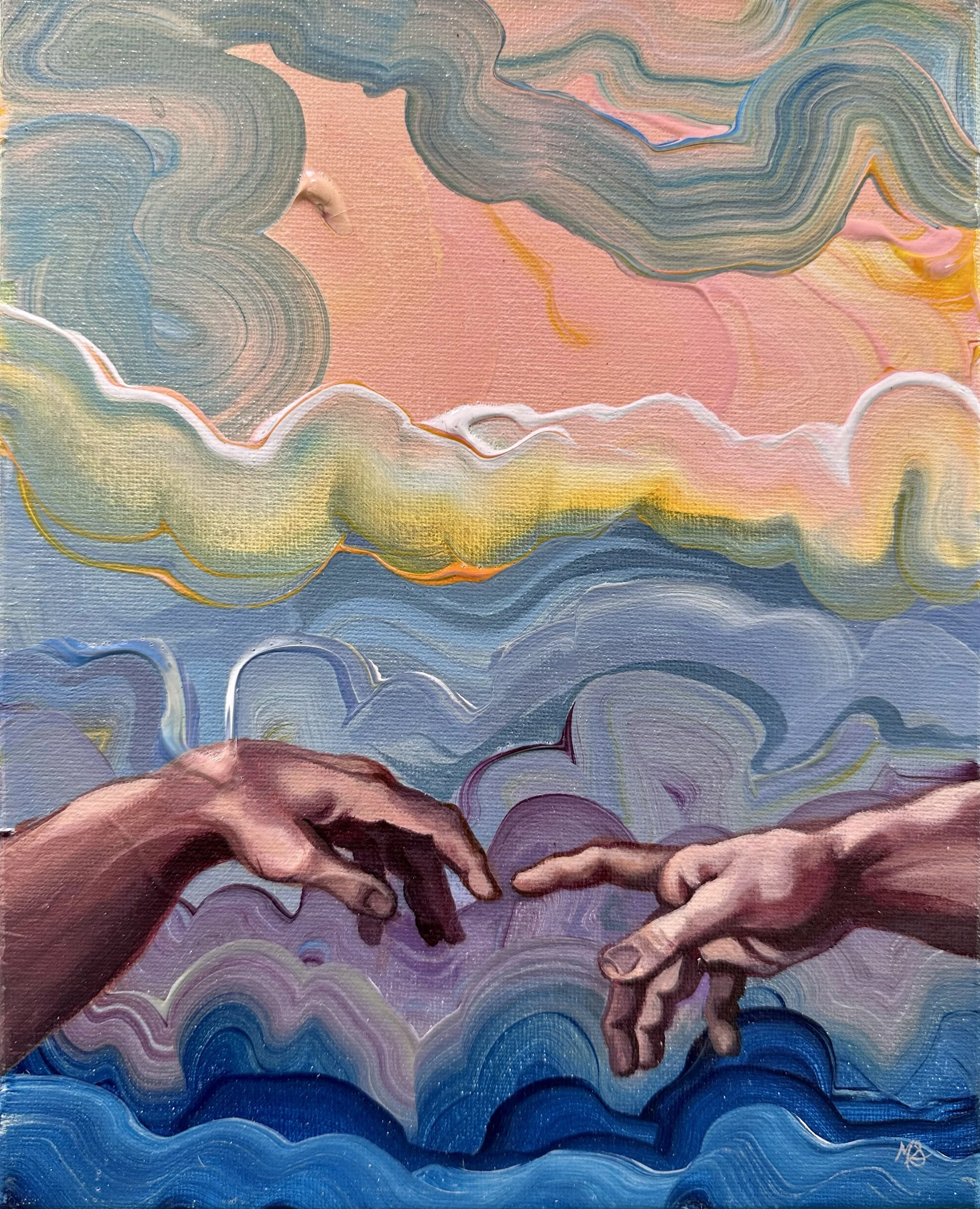 Creation of Adam. 8" x 10". Acrylic on Canvas. 2023.