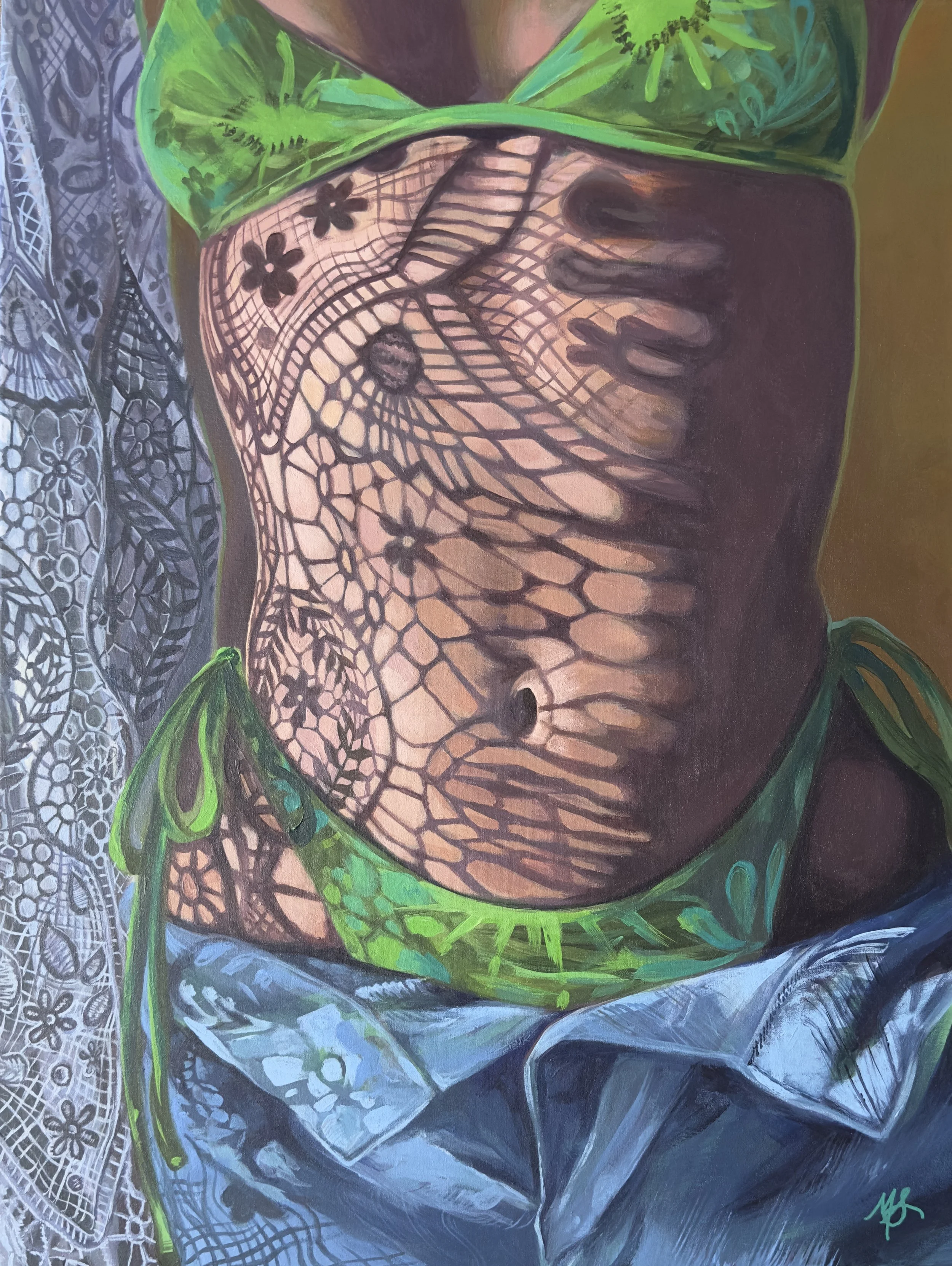 Green Bikini Painting