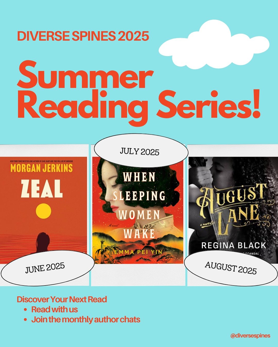 INTRODUCING 🥁🥁 The 2025 Diverse Spines Summer Reading Series! 🎉 I know I say this every season, but I&rsquo;m SUPER excited about this lineup. It might be our best one yet! ☀️📚⁣
⁣
This summer, we&rsquo;re diving into three powerful &amp; unforget