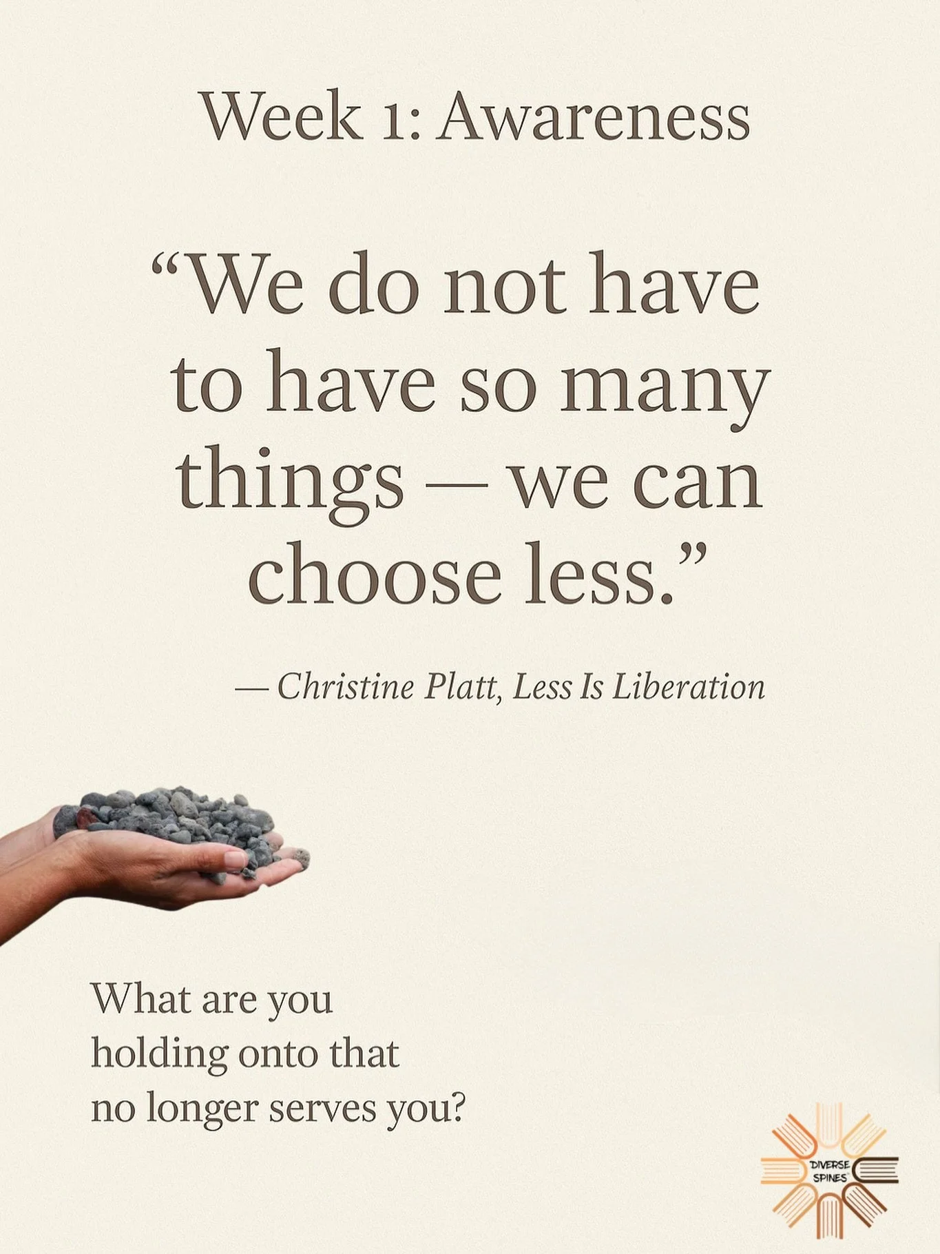 Welcome to Less Is Liberation by @iamchristineplatt , our first read of 2026!🌱
This week is about awareness &mdash; noticing what we hold onto and why. Christine reminds us that minimalism isn&rsquo;t about deprivation; it&rsquo;s about freedom from