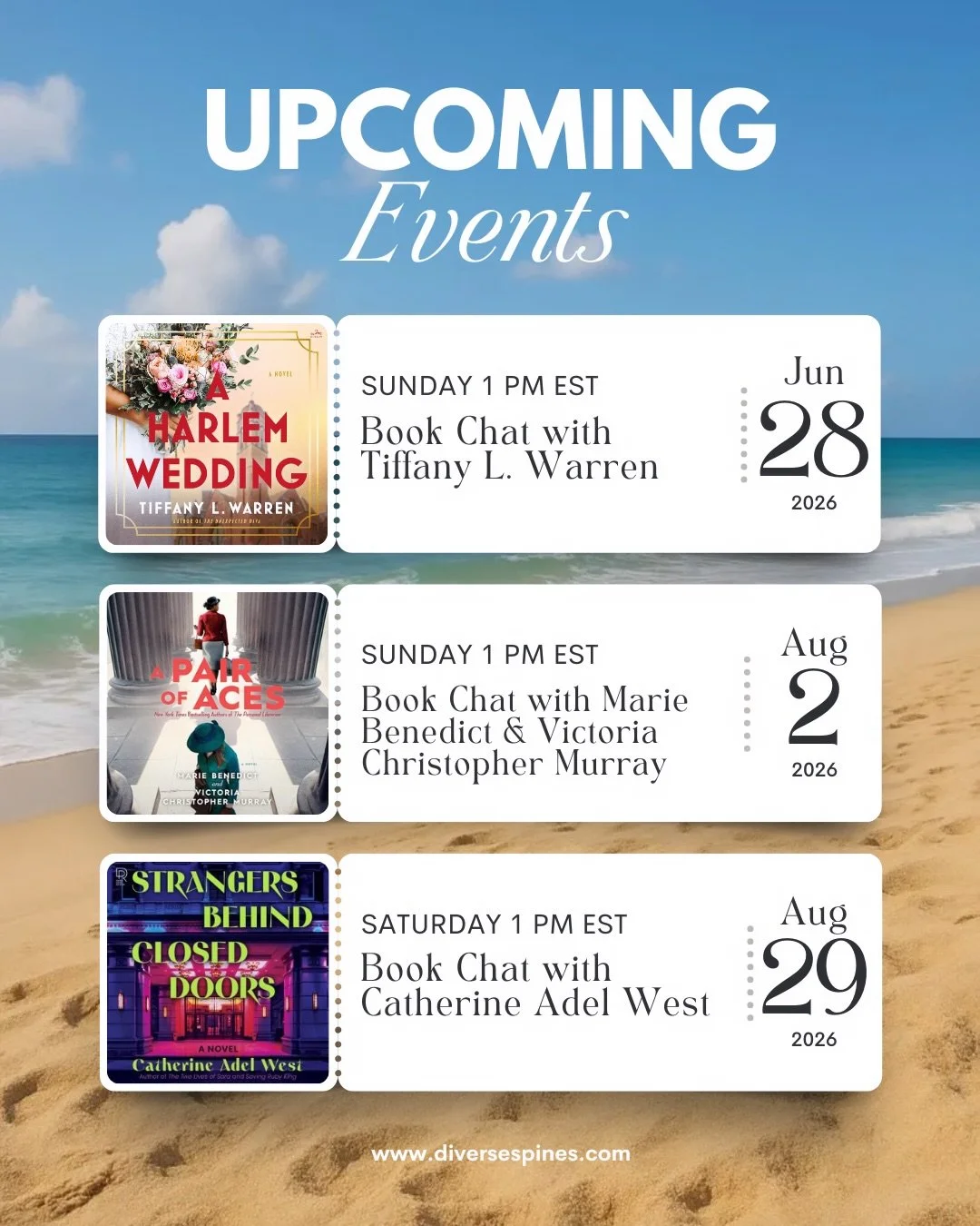 SAVE THE DATES (and this post)! Our Summer Book Chat schedule is here. 🗓️📚

We&rsquo;re reading three incredible books this summer, and I can&rsquo;t wait to discuss them with the authors during our Instagram Live book chats. All conversations are 