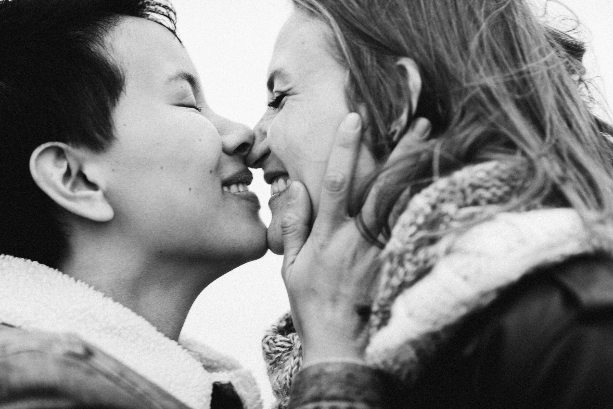 two women kissing black and white photo San Francisco by Andrea Vodickova