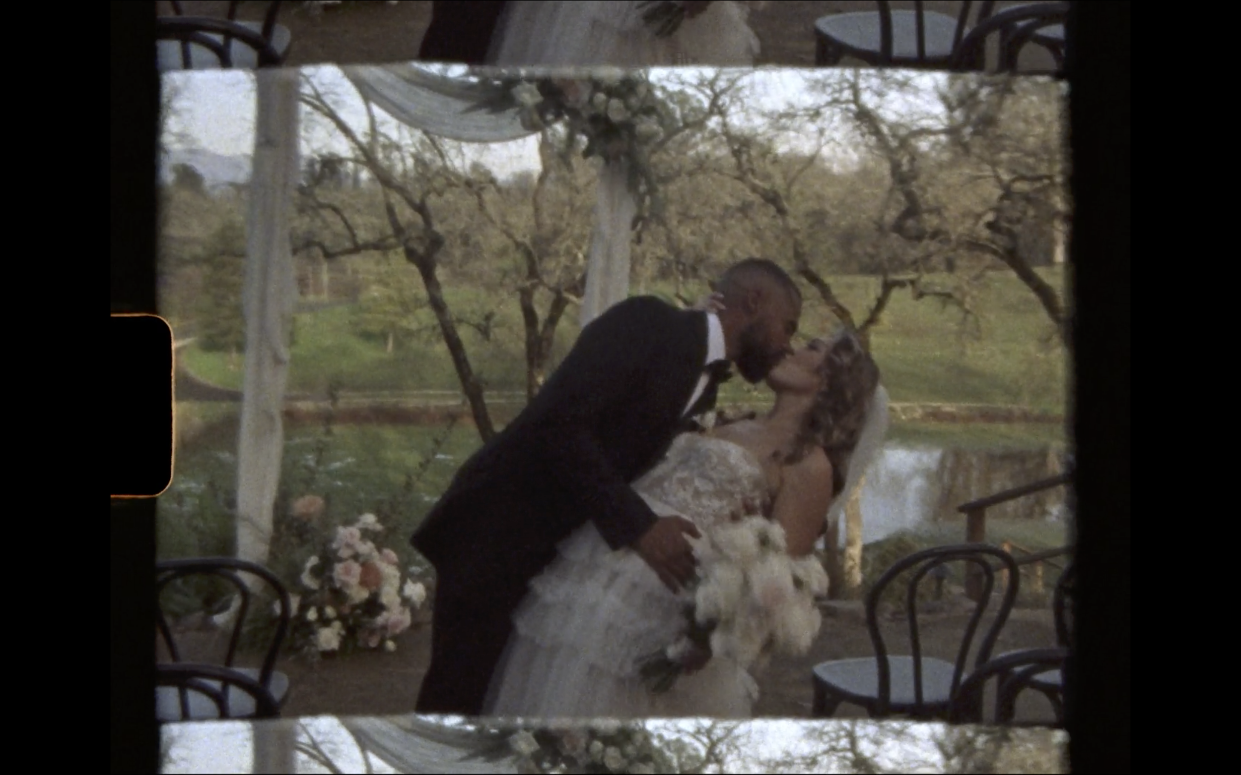 screenshot of wedding couple first kiss at the altar in wine country San Francisco Sonoma Napa California wedding and elopement photographer Super 8 film video by Andrea Vodickova