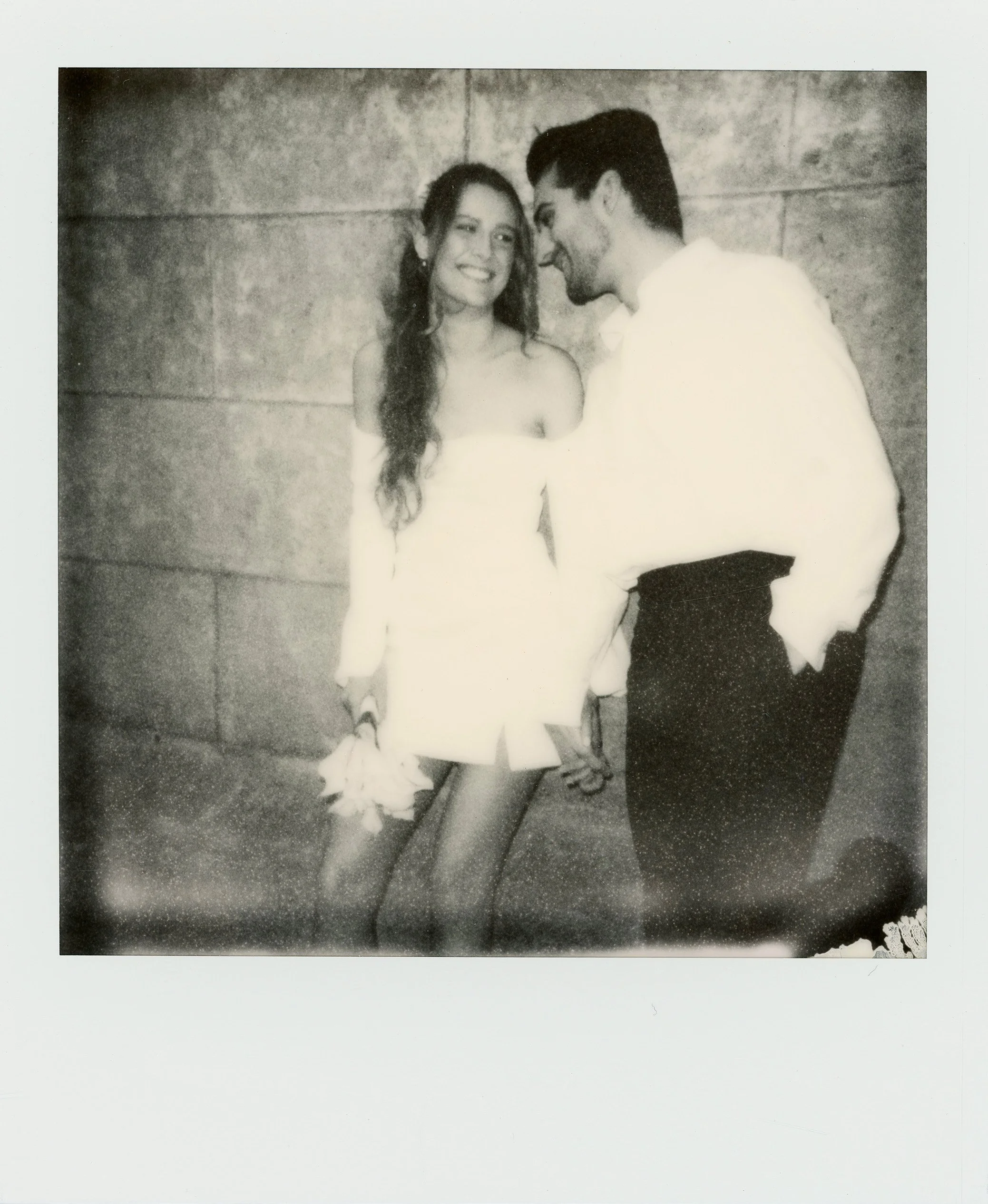 black and white polaroid of wedding couple San Francisco Sonoma Napa Mendocino Big Sur wedding and elopement photographer Super 8 by Andrea Vodickova