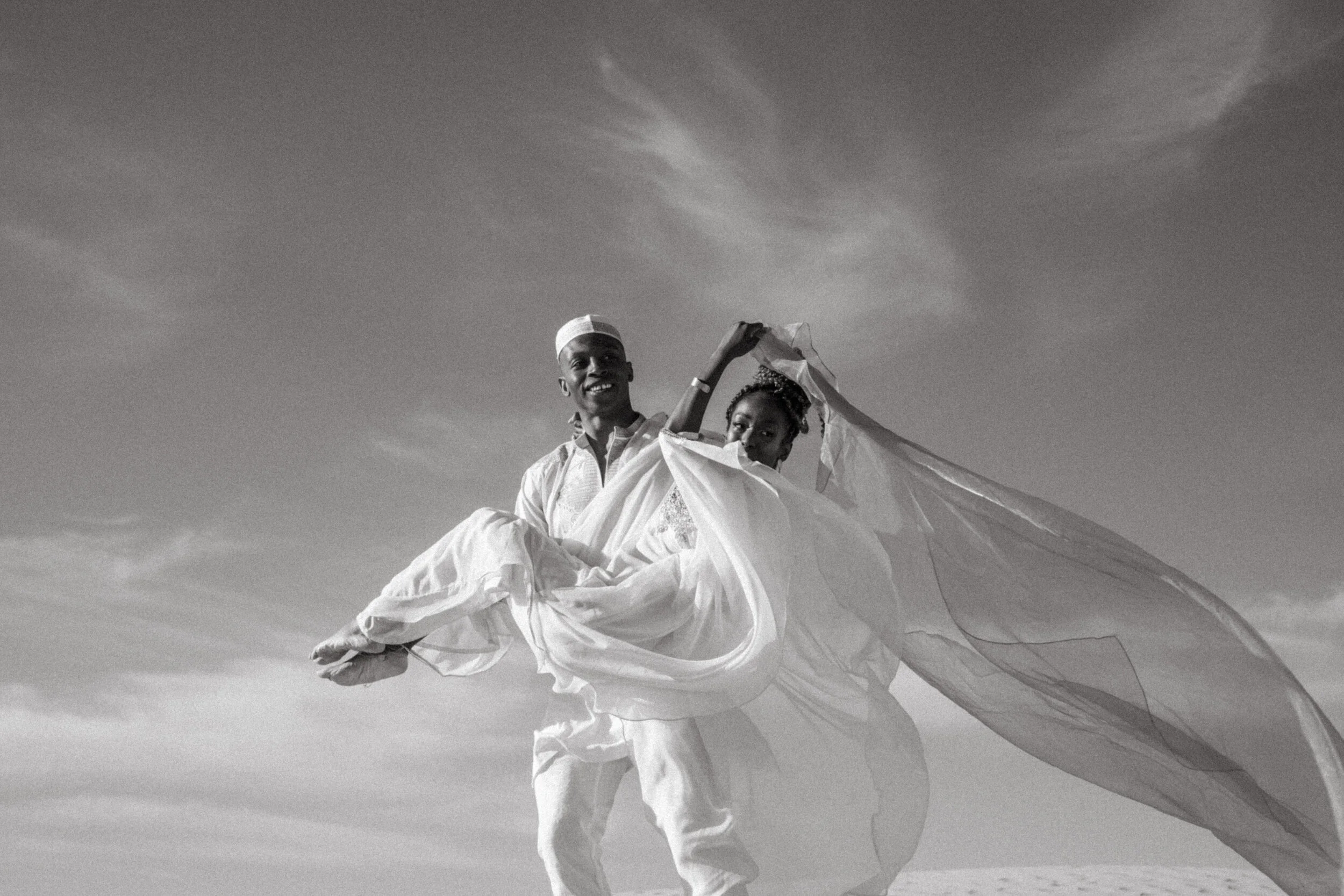 African newlywed couple portrait in black and white Utah wedding and elopement photographer Super 8 Polaroid film video by Andrea Vodickova