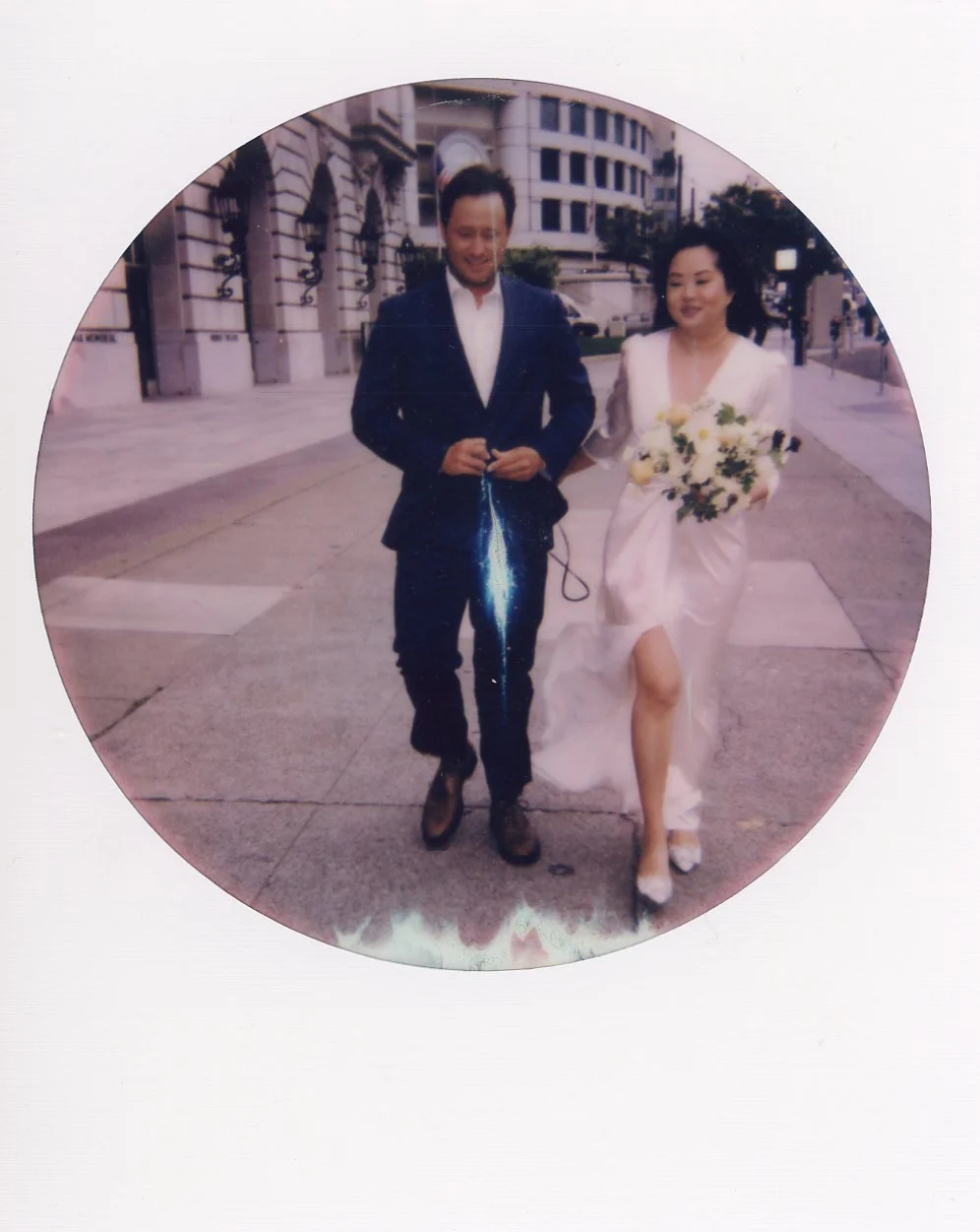 Polaroid photo of a couple on their wedding date in San Francisco city hall California wedding and elopement photographer Super 8 Polaroid film video by Andrea Vodickova