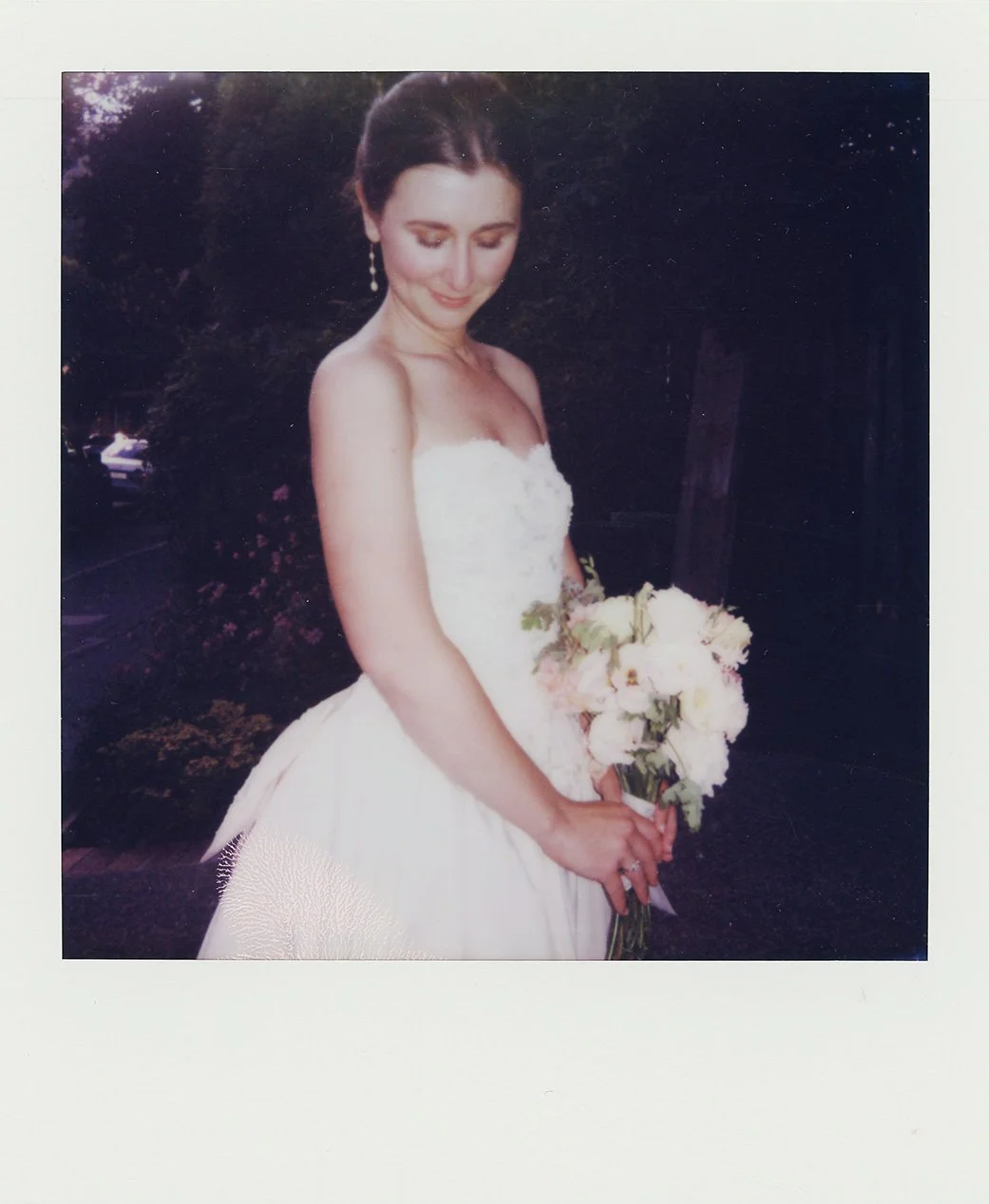bridal portrait on Polaroid at Outdoor Art Club in Mill Valley San Francisco California wedding and elopement photographer Super 8 Polaroid film video by Andrea Vodickova