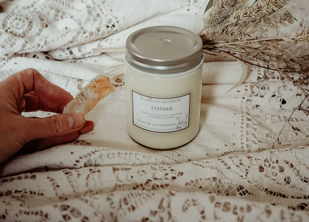 breathe and blossom essential oil candle