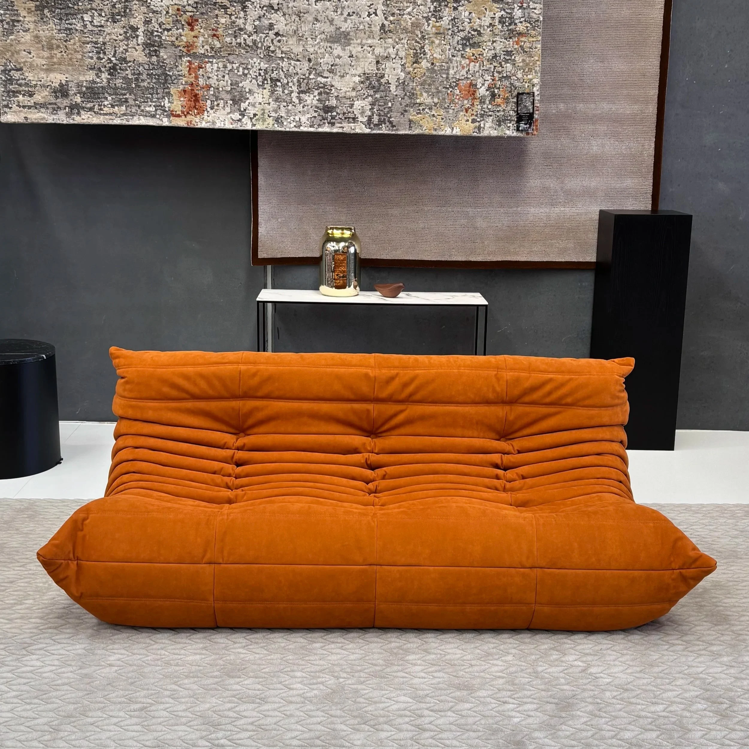 TOGO LARGE SETTEE ALCANTARA DARK CAMEL
