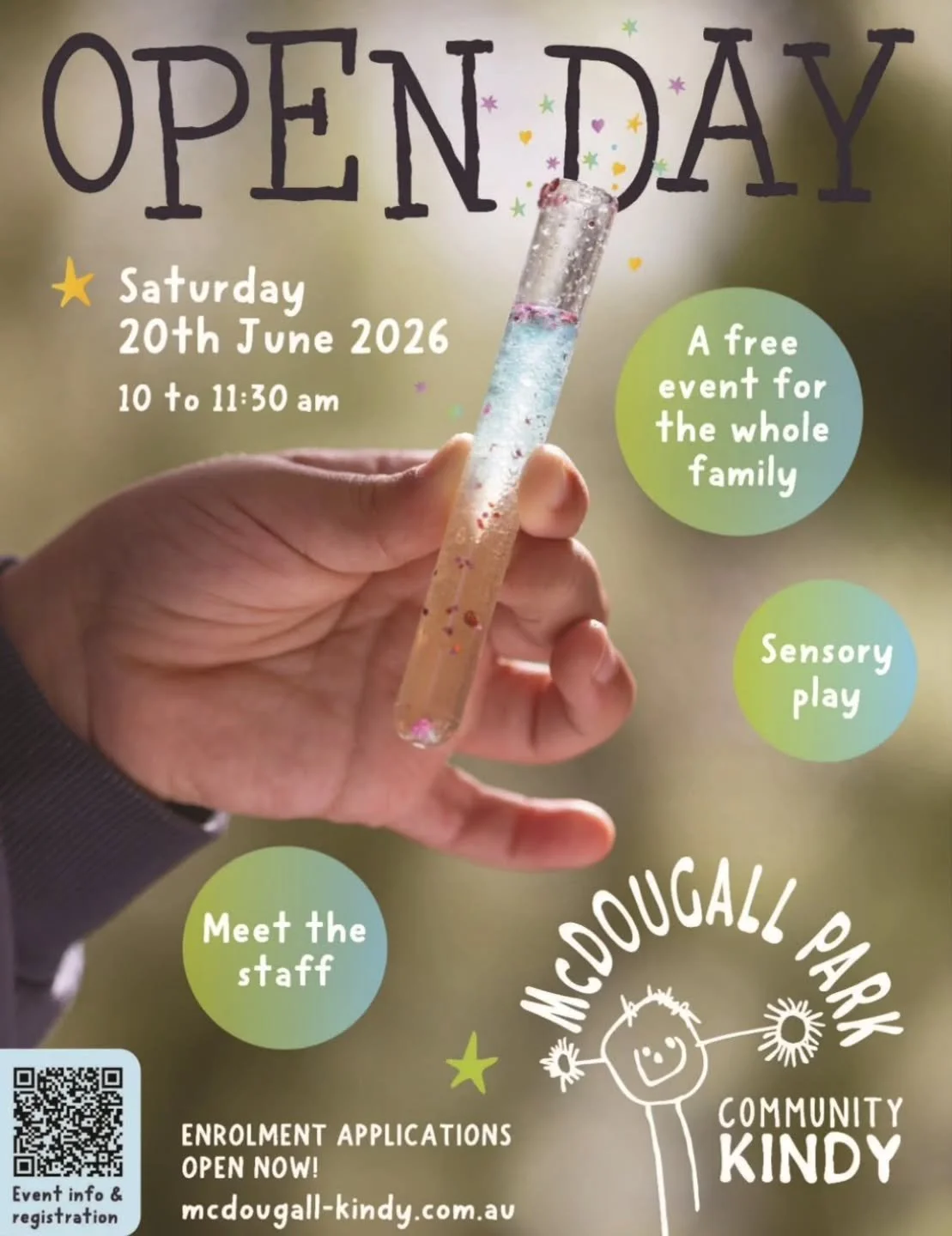 Join us in creating some McDougall Magic!

&bull; Explore our beautiful kindergarten setting such as the treehouse, fairy garden, veggie garden and Mosey Island which are purpose-built for children to engage in the most natural and effective learning