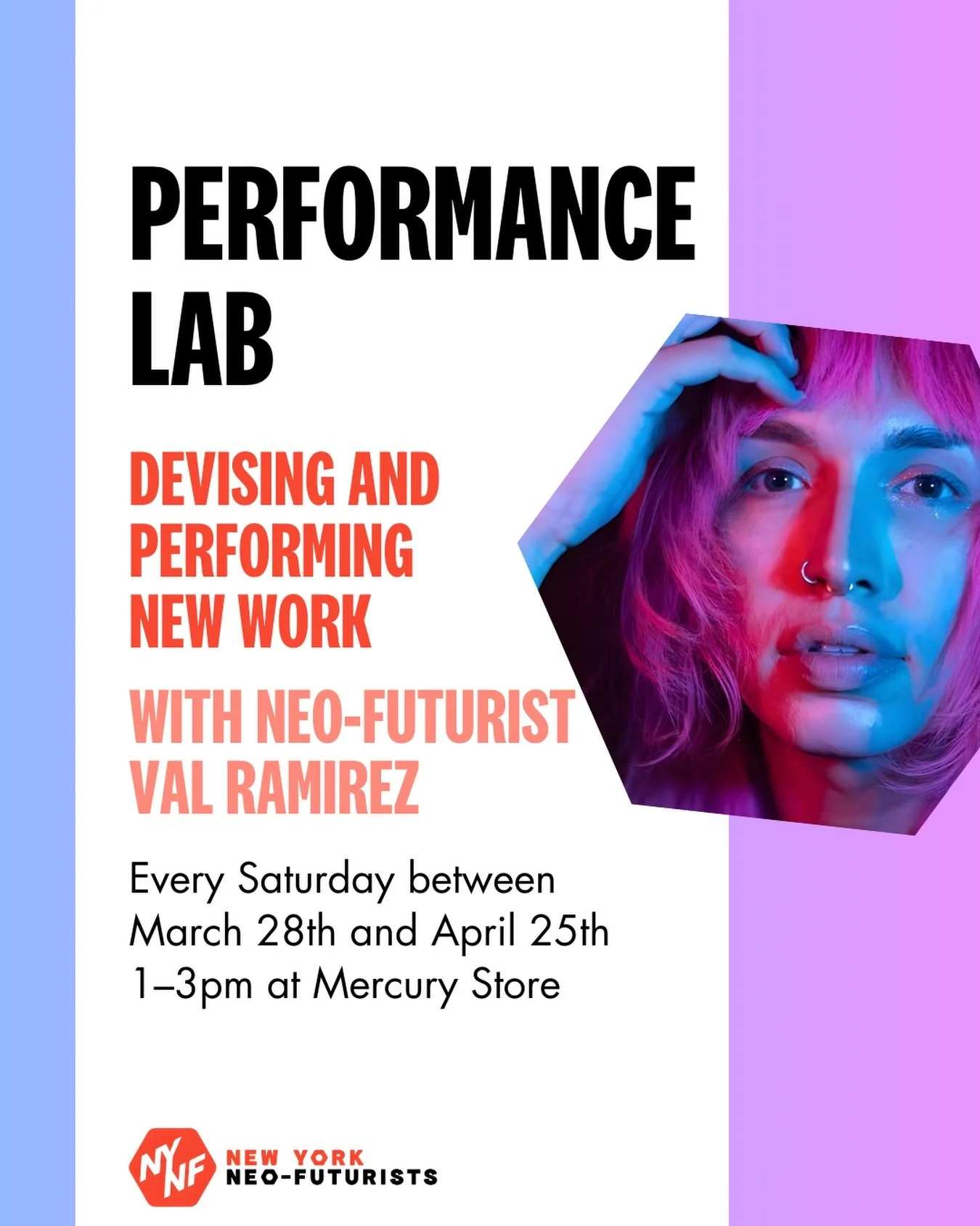 Coming up this month: Our Level 1 PERFORMANCE LAB! ✏️ Led by ensemble member Val Ramirez, this five-session performance lab offers sustained time and structure to develop new Neo-Futurist work.

Across five weeks, you will create new material, collab