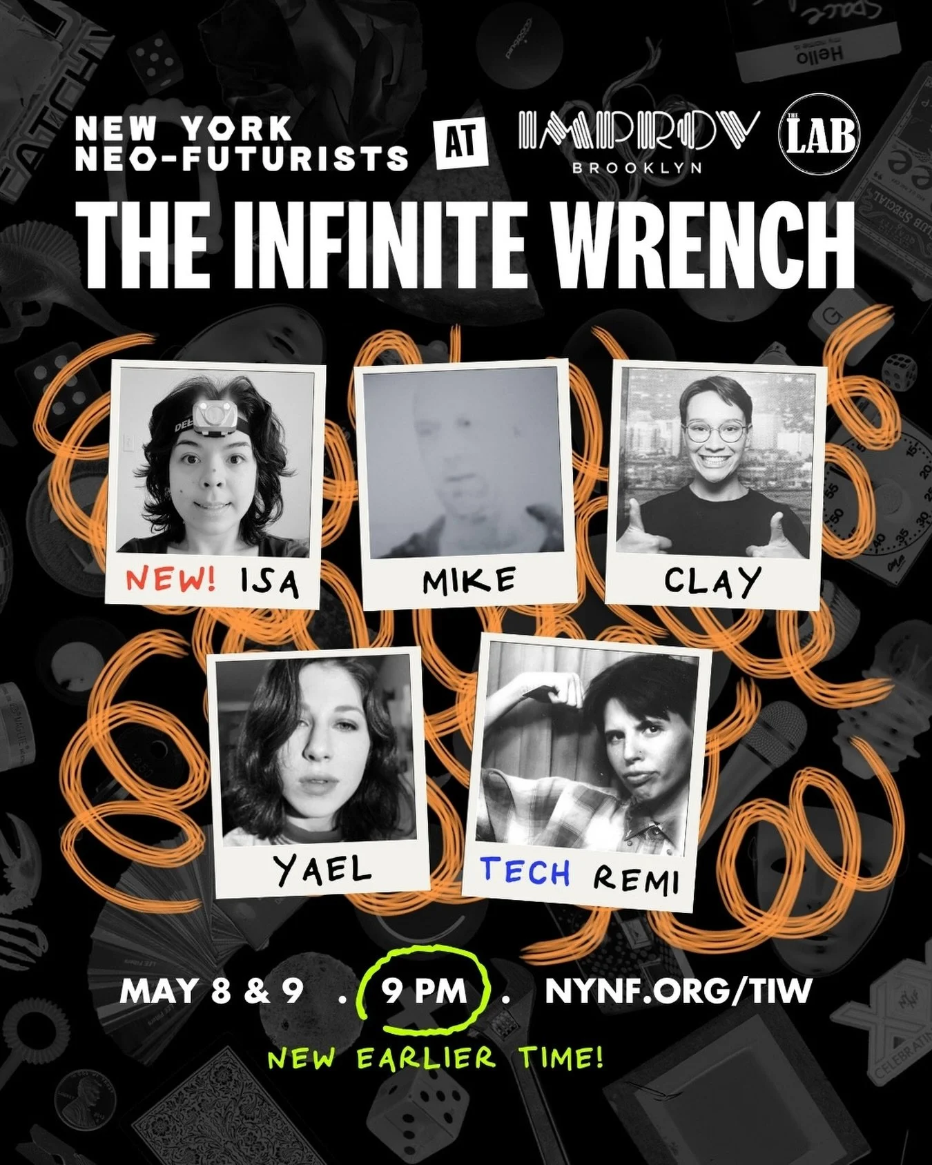 Your money back. A little machinery. Greetings from the nursery. Tiny numerical histories. It&rsquo;s THE INFINITE WRENCH, this Friday and Saturday at @brooklynimprov! Featuring Brand-New Neo @isanicdao, @yael_haskal, @tuff_____guy, Mike, and Tech @l