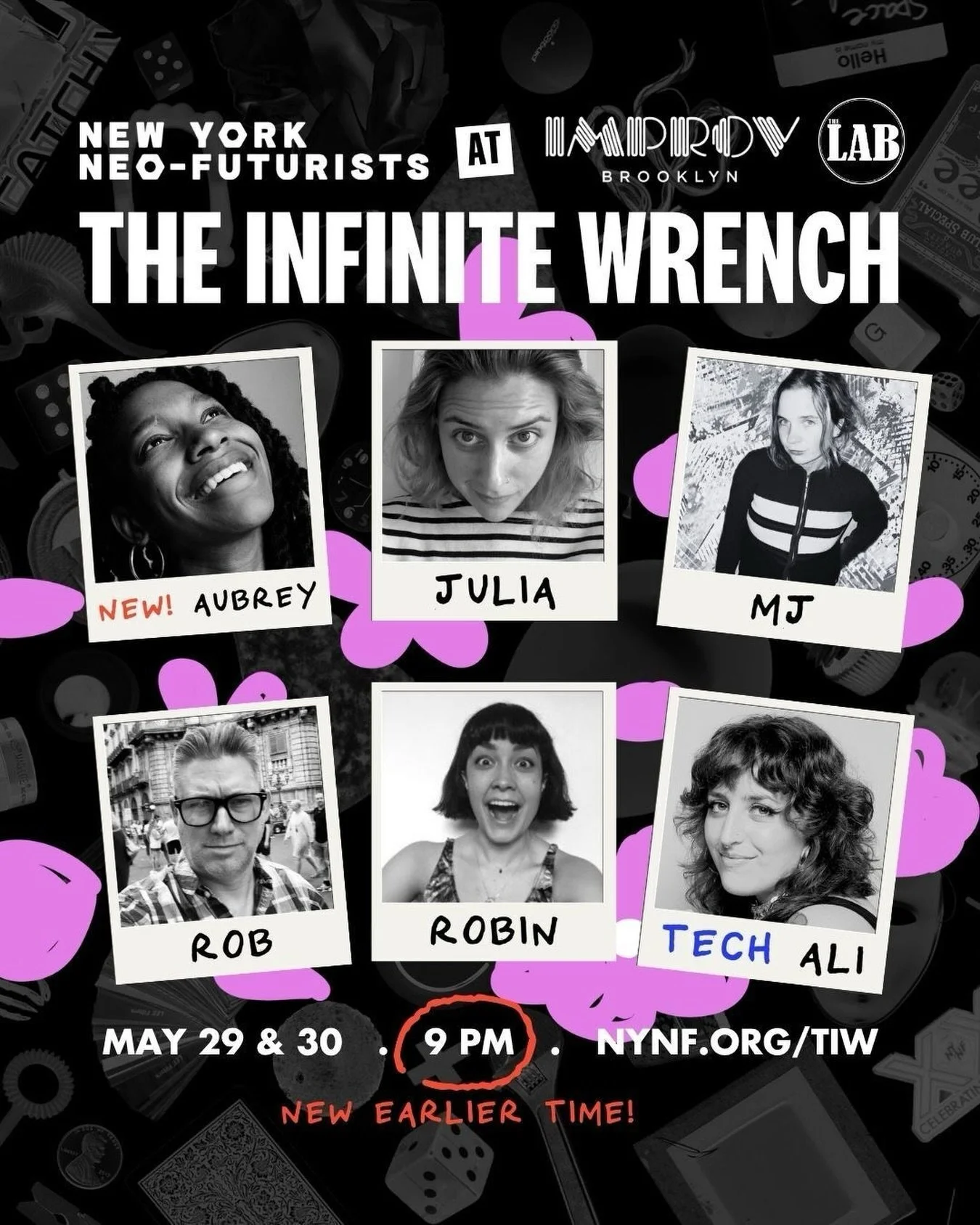 THIS WEEKEND AT THE INFINITE WRENCH: We&rsquo;re celebrating @robin.virginie&rsquo;s final performances, New Neo @aubrey.bk&rsquo;s debut run, new plays by @astronautone @casualperson2 and @a_iluj, and technical stylings by @alessandrazcronin! Join u