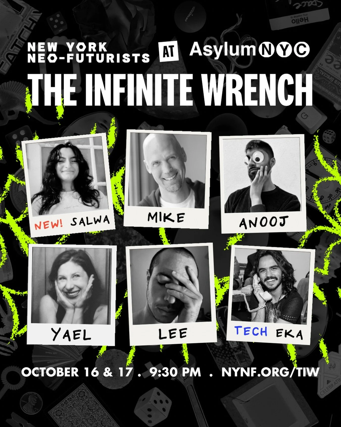 Veins, lobsters, promises to 8-year-olds, hat feelings, an aquarium on 24th St, and a voice from the booth. Must be THE INFINITE WRENCH at @theasylumnyc, this Friday and Saturday! Featuring @mybodyasleep, @yael_haskal, @_discojuice, new Neo @salwameg