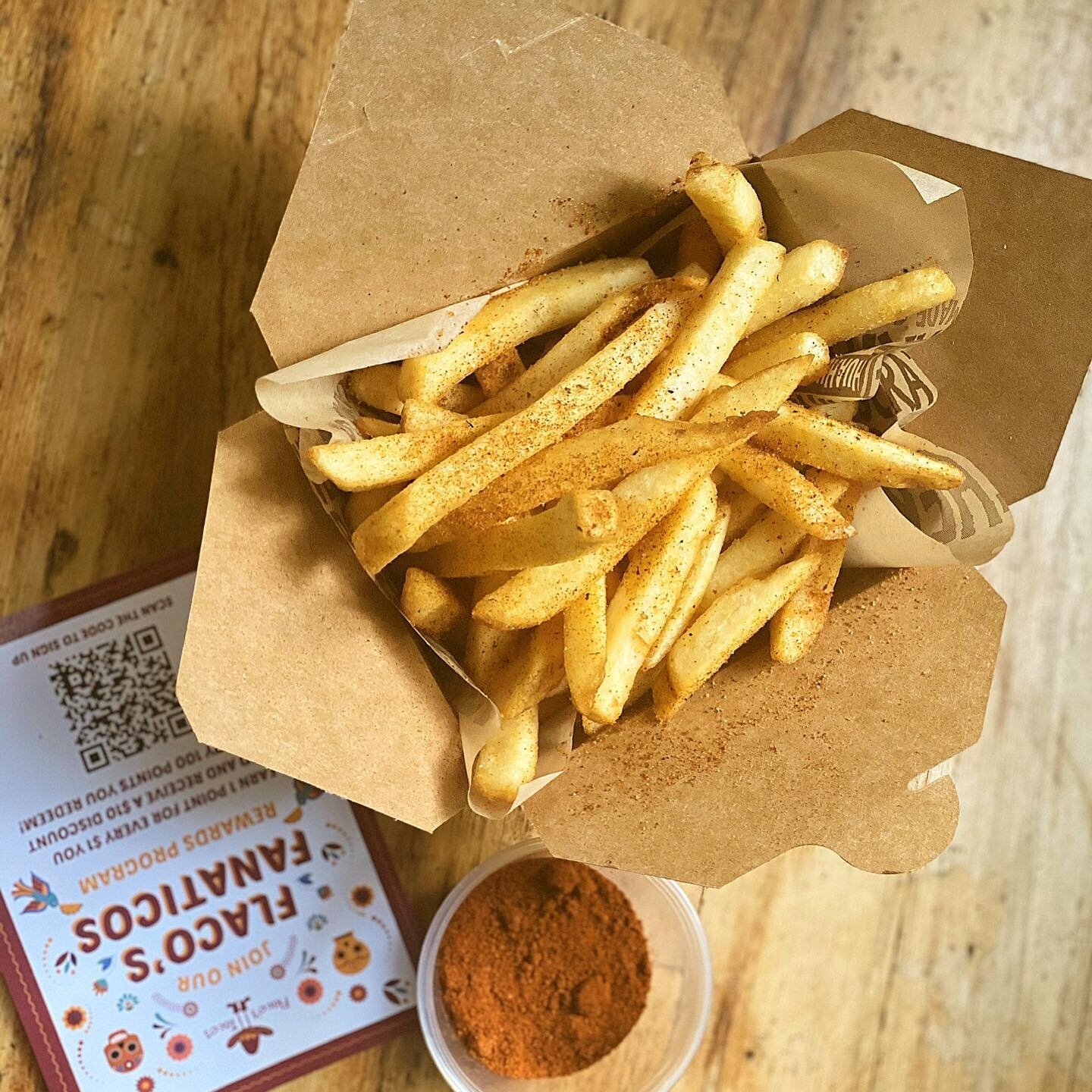 Hey, fries are meatless, too!
#meatlessmonday #mexicanfries

Save time, order online:  http://flacostacosonline.com/orderonline/